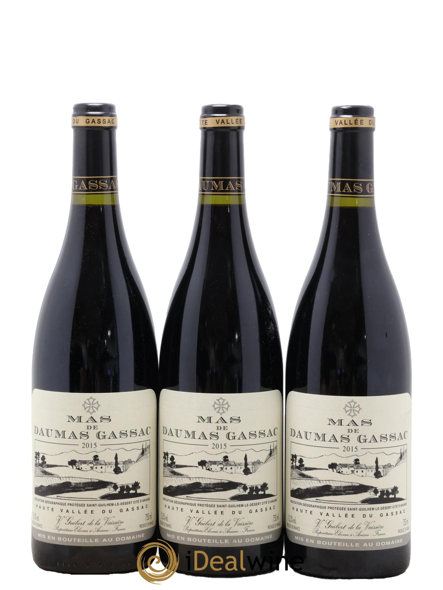 IGP St Guilhem-le-Désert - Cité d'Aniane Mas Daumas Gassac Famille Guibert de La Vaissière 2015 - Lotto di 3 bottiglie - 0