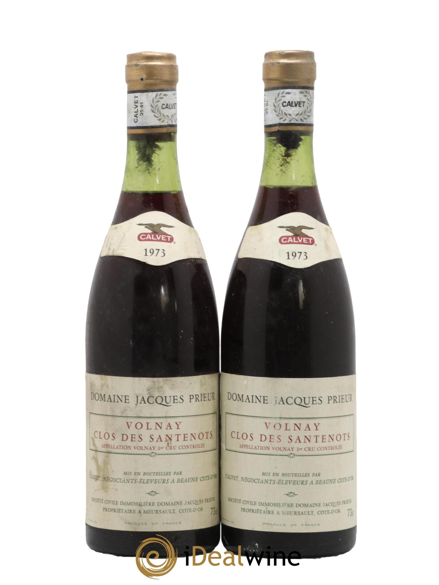 Volnay 1er Cru Santenots Jacques Prieur (Domaine) 1973 - Lot de 2 bouteilles - 0