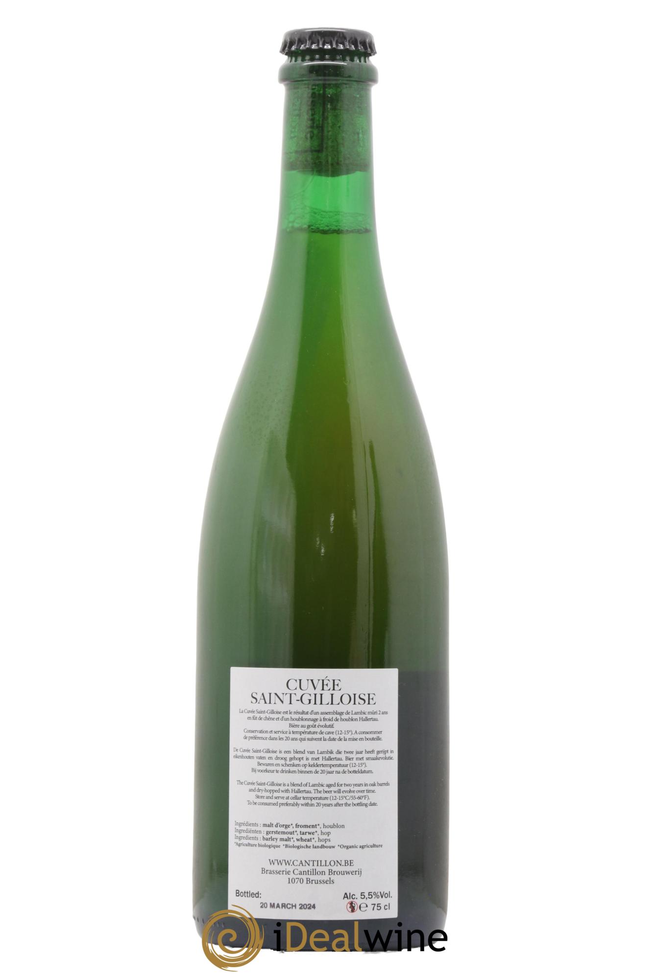 Bière Cuvée Saint Gilloise Gueuze Cantillon embouteillé en 2024 - Lot de 1 bouteille - 1
