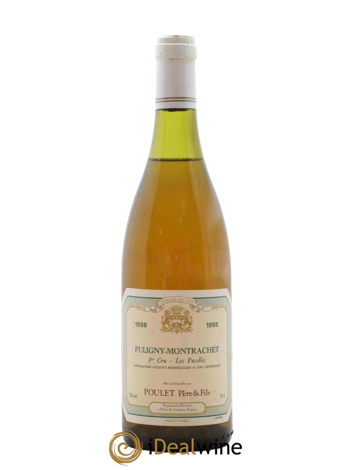 Puligny-Montrachet 1er Cru Les Pucelles Poulet Père et Fils 1988 - Lot de 1 bouteille - 0