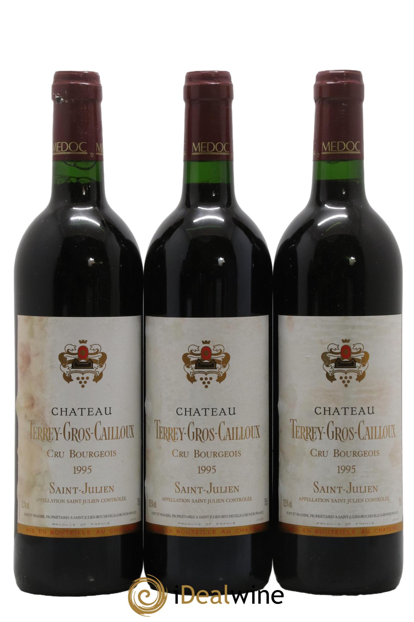 Château Terrey Gros Cailloux Cru Bourgeois 1995 - Lot de 3 bouteilles - 0