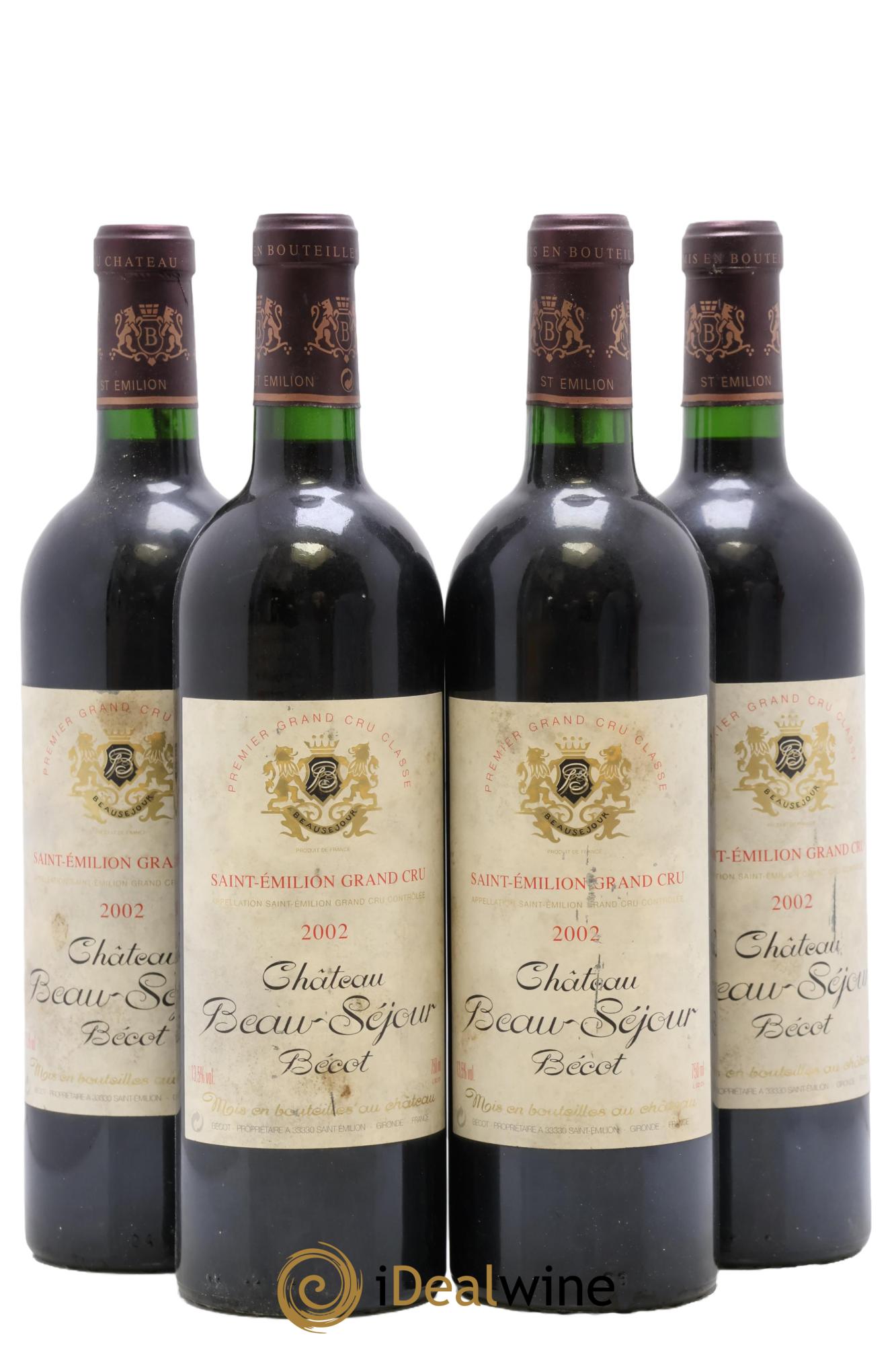 Château Beau-Séjour Bécot 1er Grand Cru Classé B 2002 - Posten von 4 Flaschen - 0