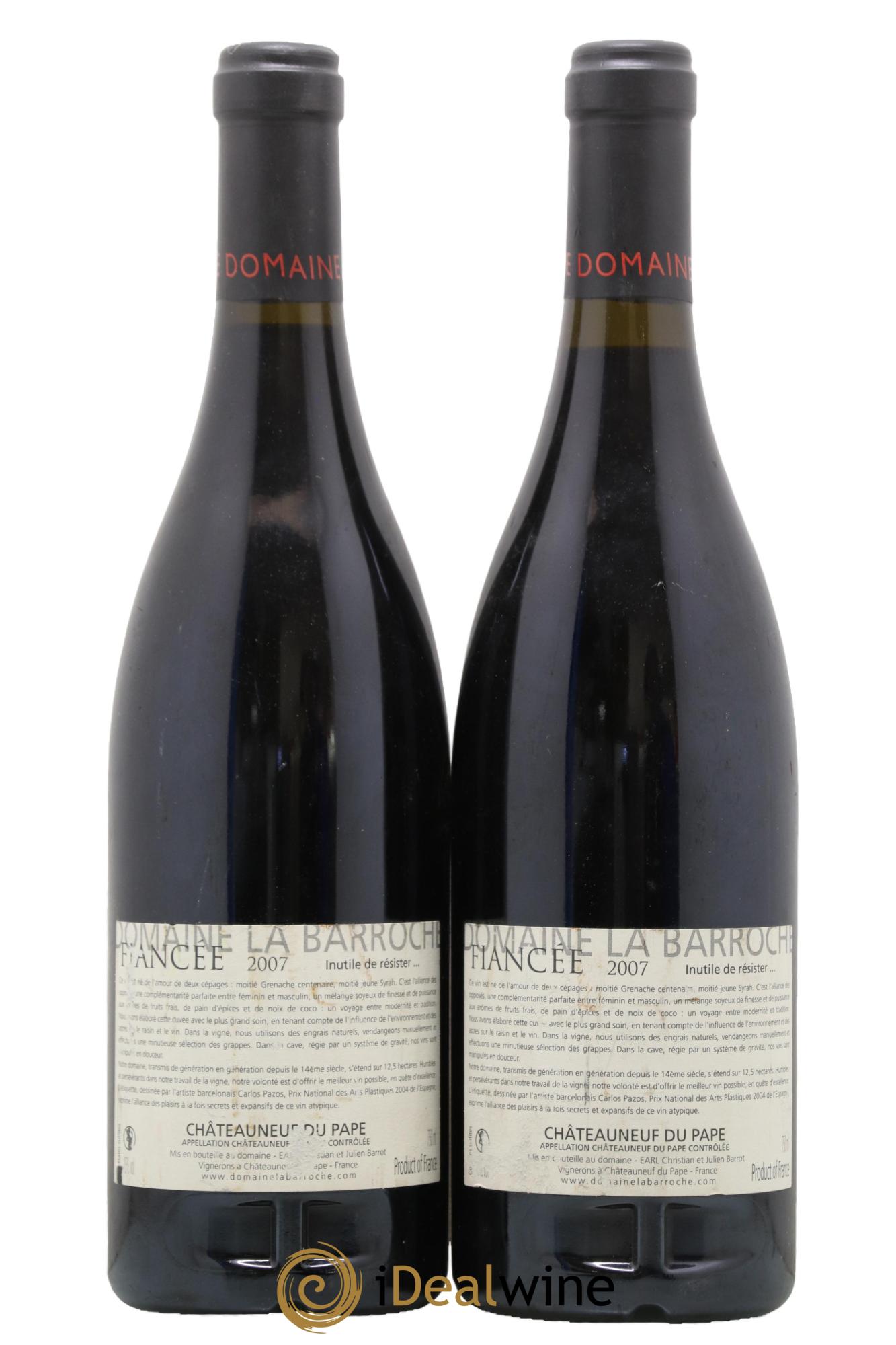 Châteauneuf-du-Pape La Barroche (Domaine de) Cuvée Fiancée Julien Barrot 2007 - Lot de 2 bouteilles - 1