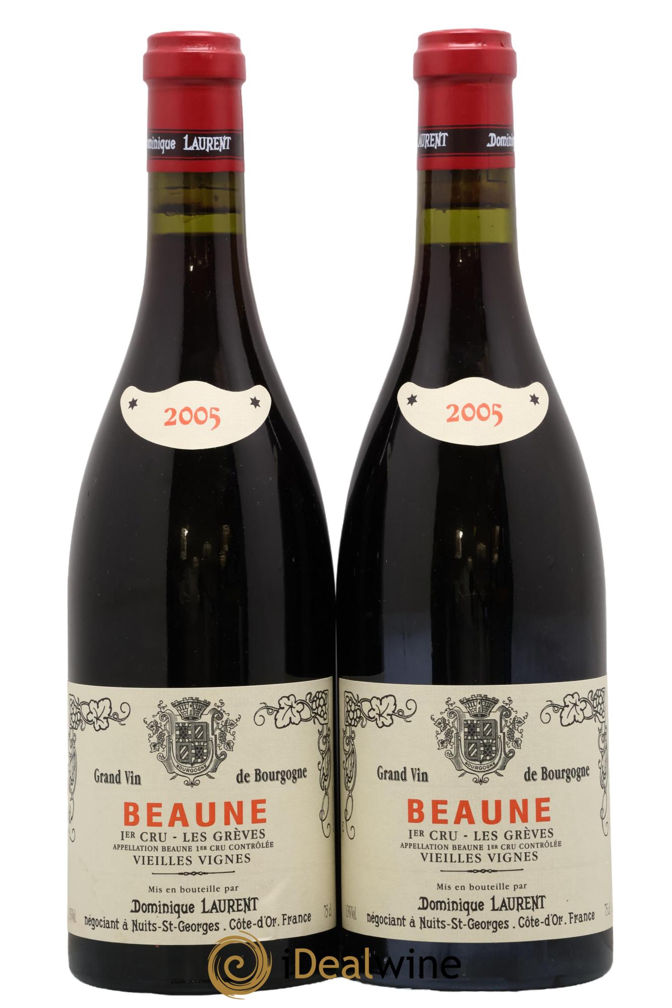 Beaune 1er Cru Les Grèves Vieilles Vignes Dominique Laurent 2005 - Lotto di 2 bottiglie - 0