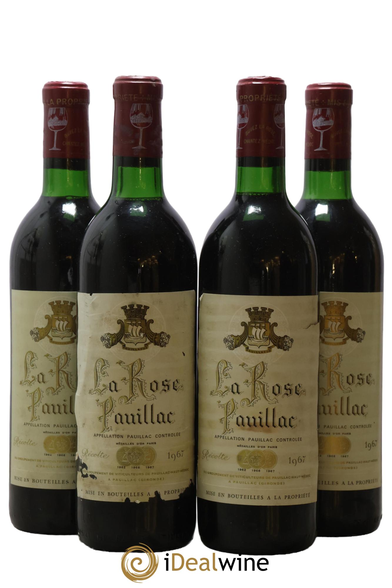 La Rose Pauillac 1967 - Lot of 4 bottles - 0