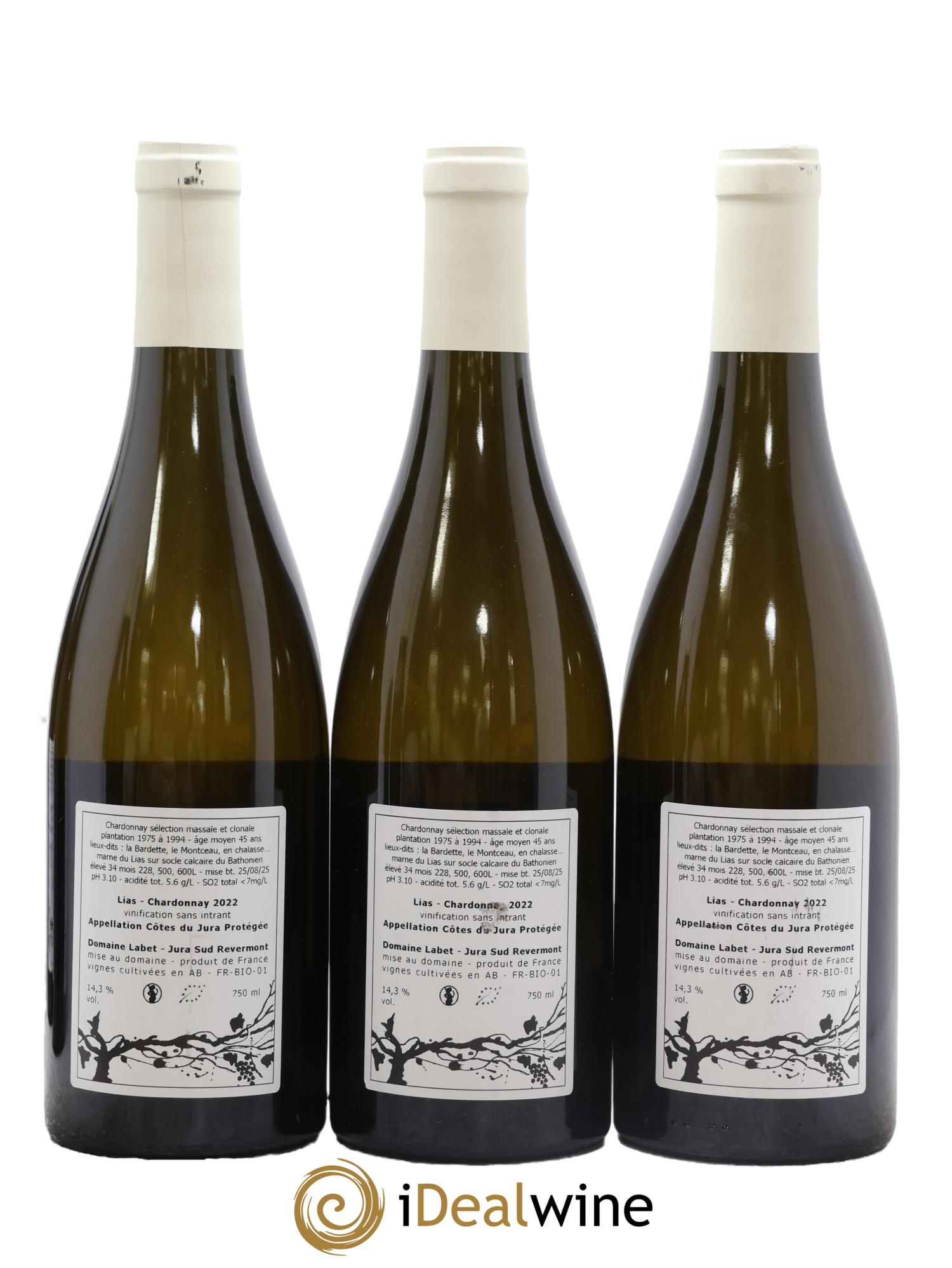 Côtes du Jura Chardonnay Lias Romain - Julien  - Charline Labet 2022 - Posten von 3 Flaschen - 1