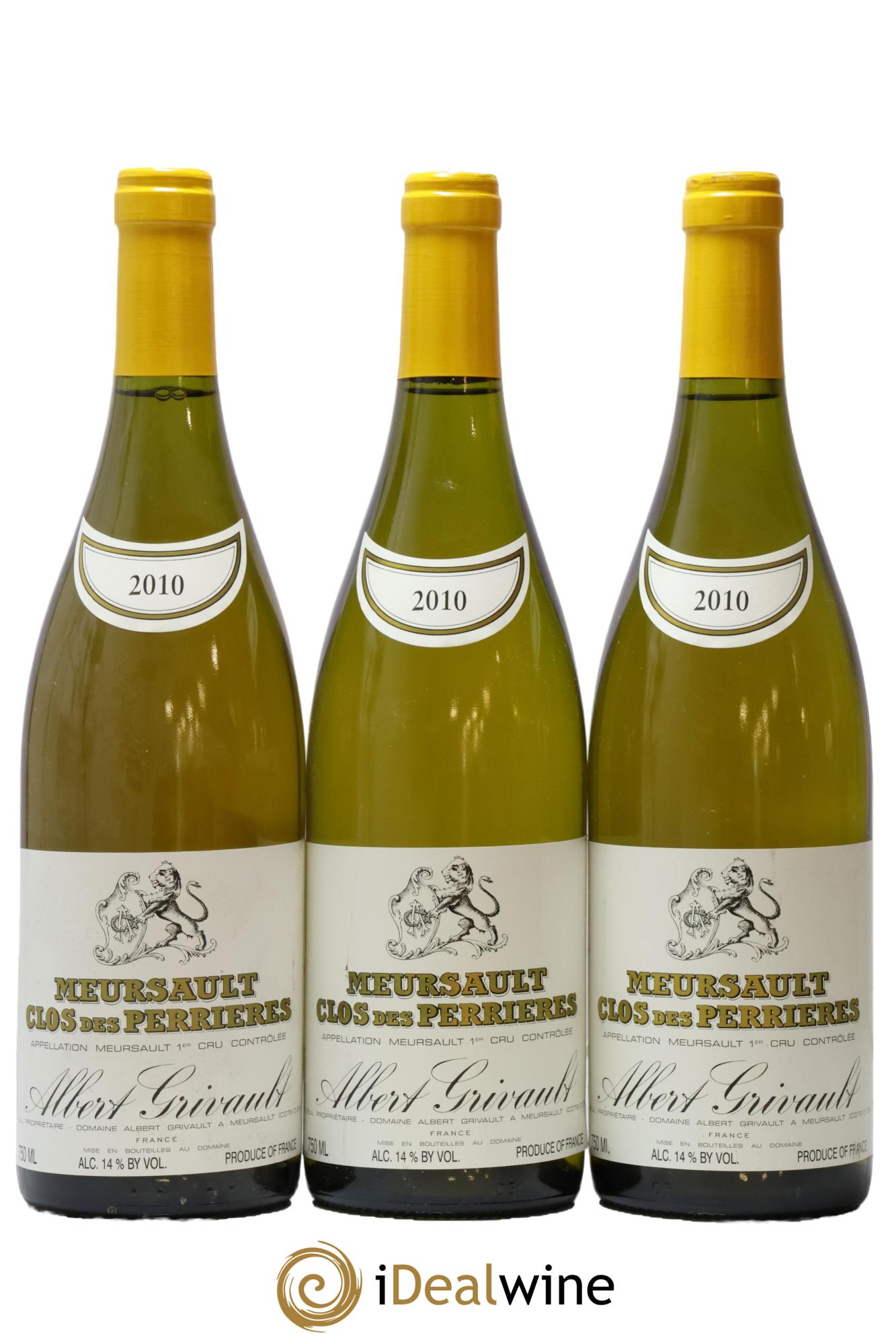 Meursault 1er Cru Clos des Perrières Monopole Albert Grivault 2010 - Lot de 3 bouteilles - 0