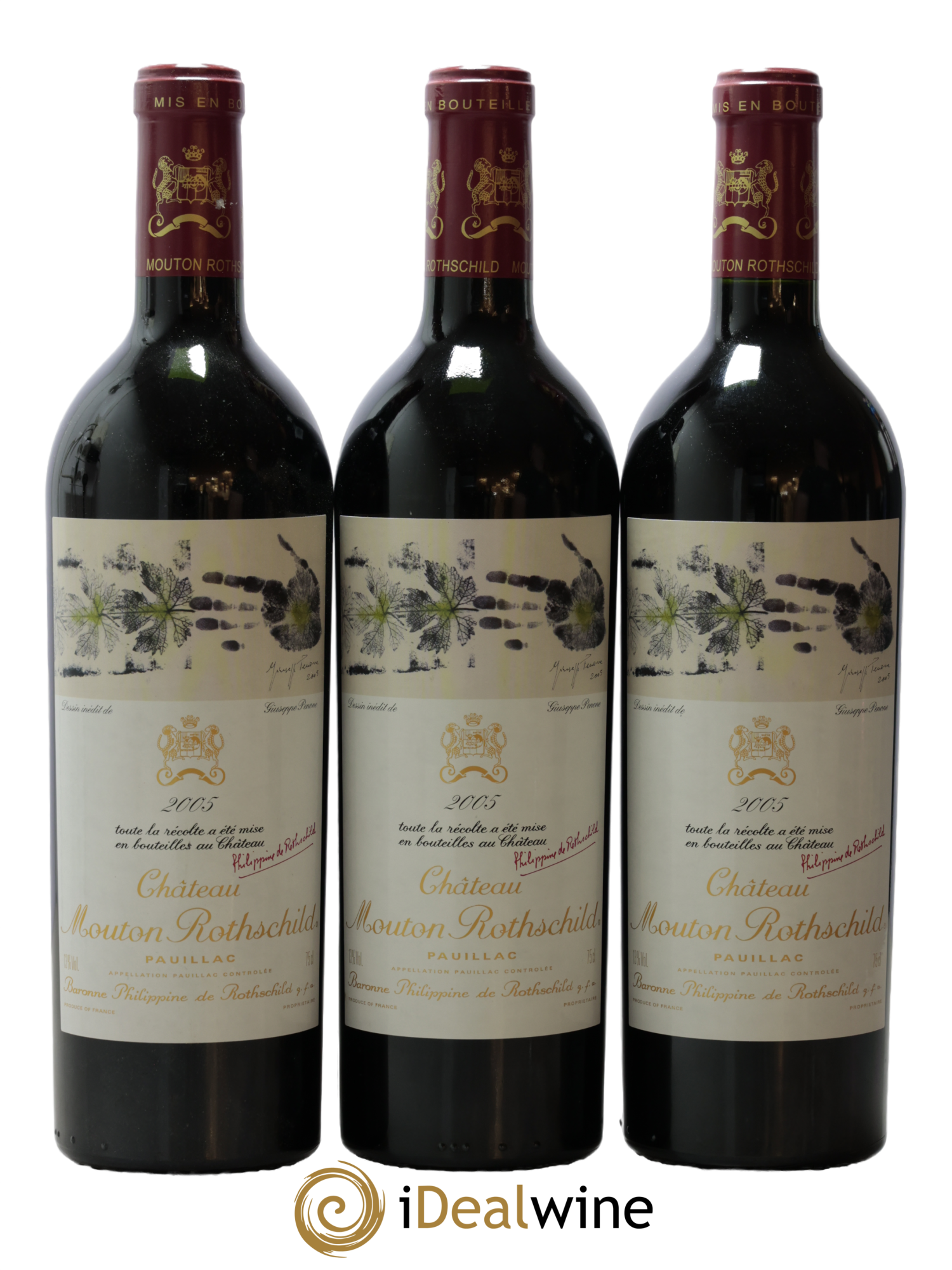 Château Mouton Rothschild 1er Grand Cru Classé 2005 - Lot de 3 bouteilles - 0
