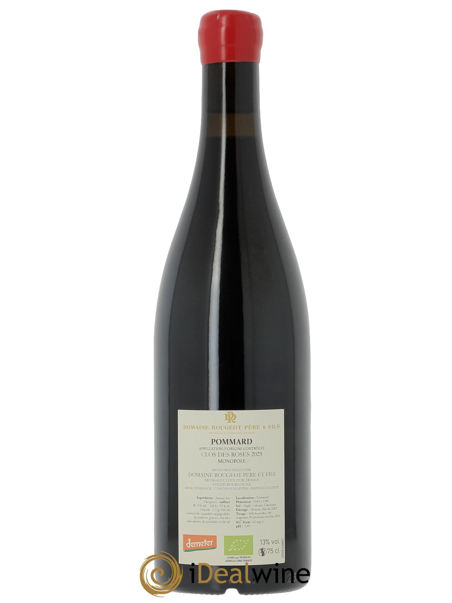Pommard "Clos des Roses" Sans sulfite Rougeot Père et Fils 2023 - Lot de 1 bouteille - 1