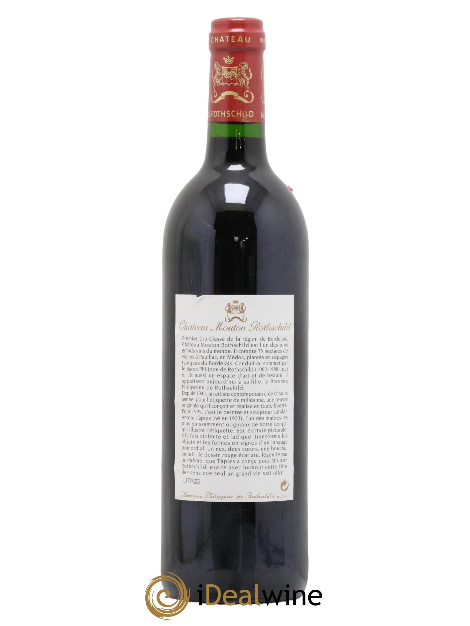 Château Mouton Rothschild 1er Grand Cru Classé 1995 - Lot de 1 bouteille - 1