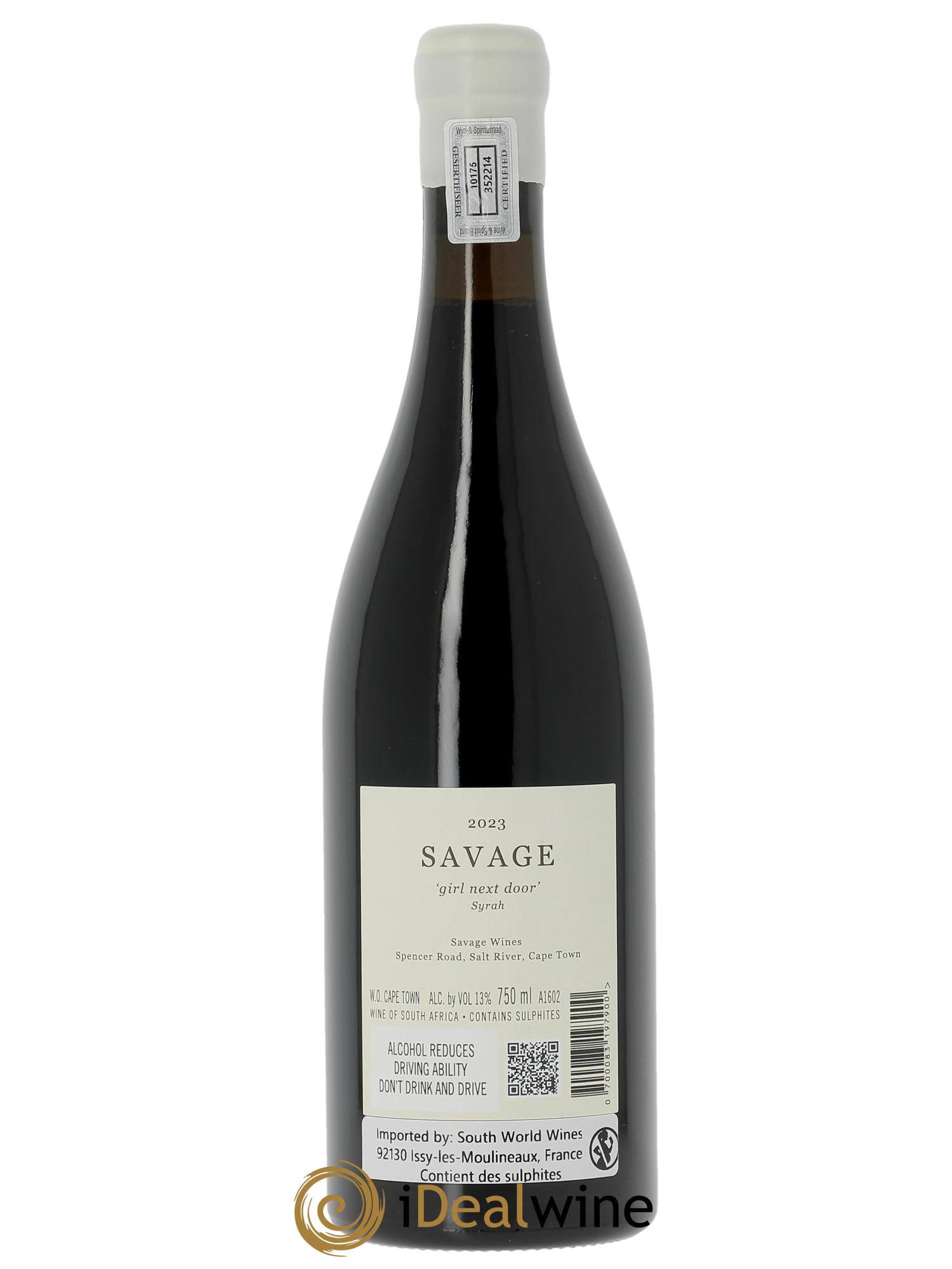 Western Cape Savage Girl Next Door Syrah 2023 - Lot de 1 bouteille - 1