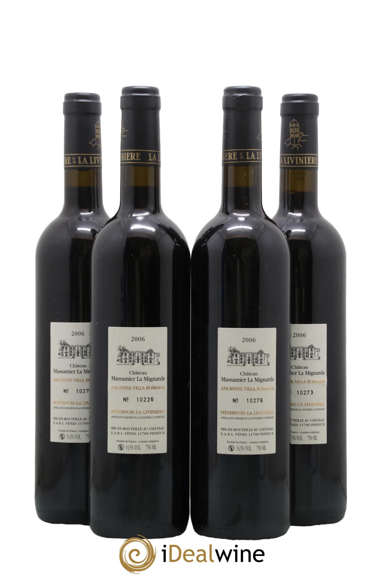 Minervois La Livinière Domus Maximus Domaine Massamier La Mignarde 2006 - Lot de 4 bouteilles - 1