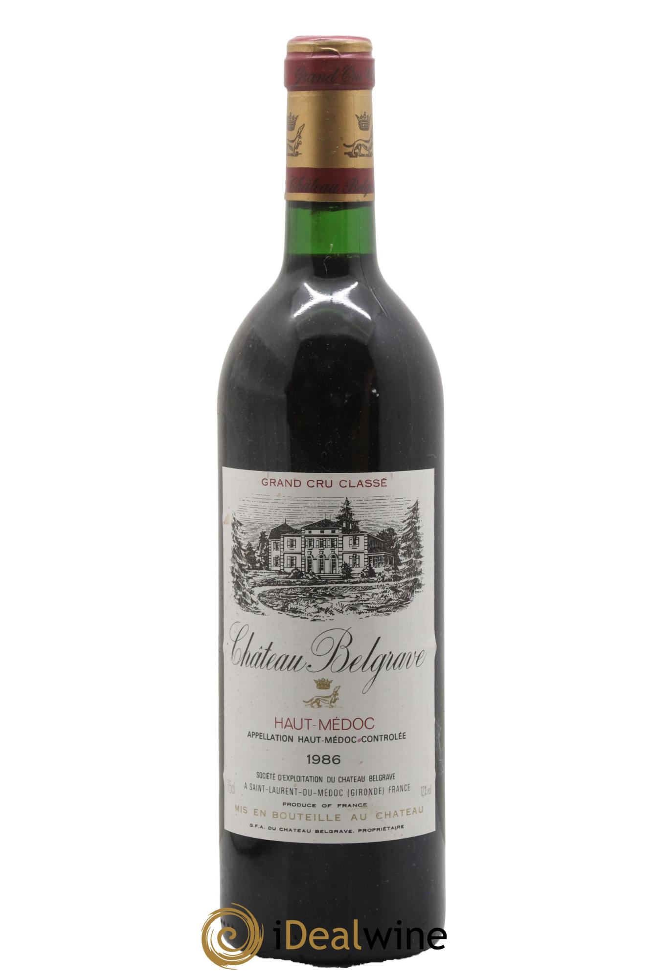 Château Belgrave 5ème Grand Cru Classé 1986 - Lot de 1 bouteille - 0