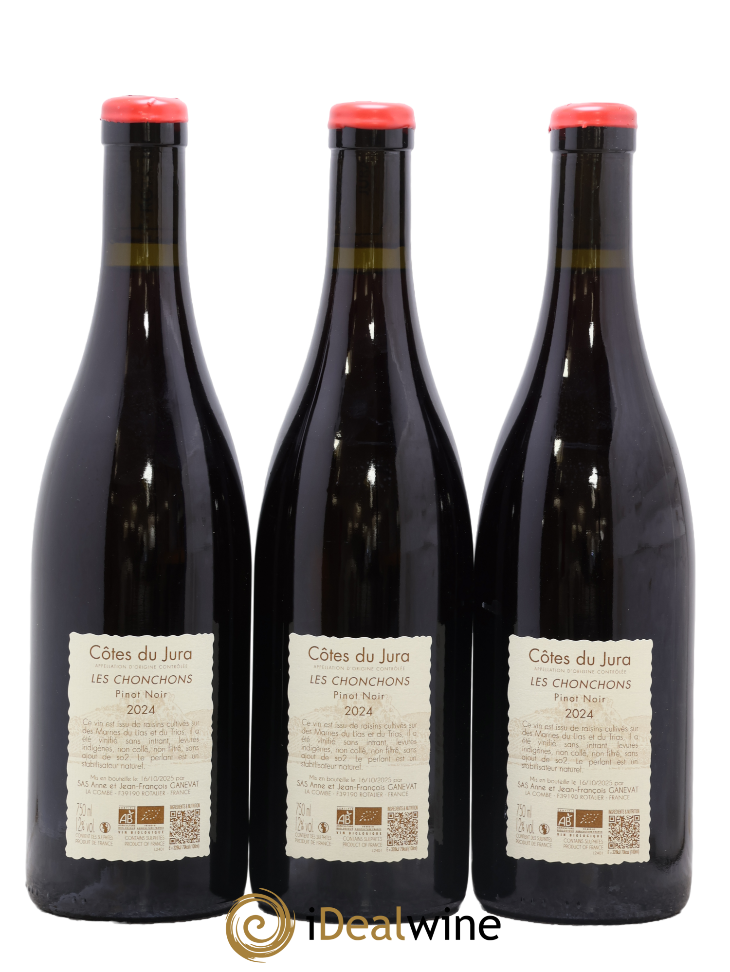 Côtes du Jura Les Chonchons Anne et Jean François Ganevat 2024 - Lot of 3 bottles - 1