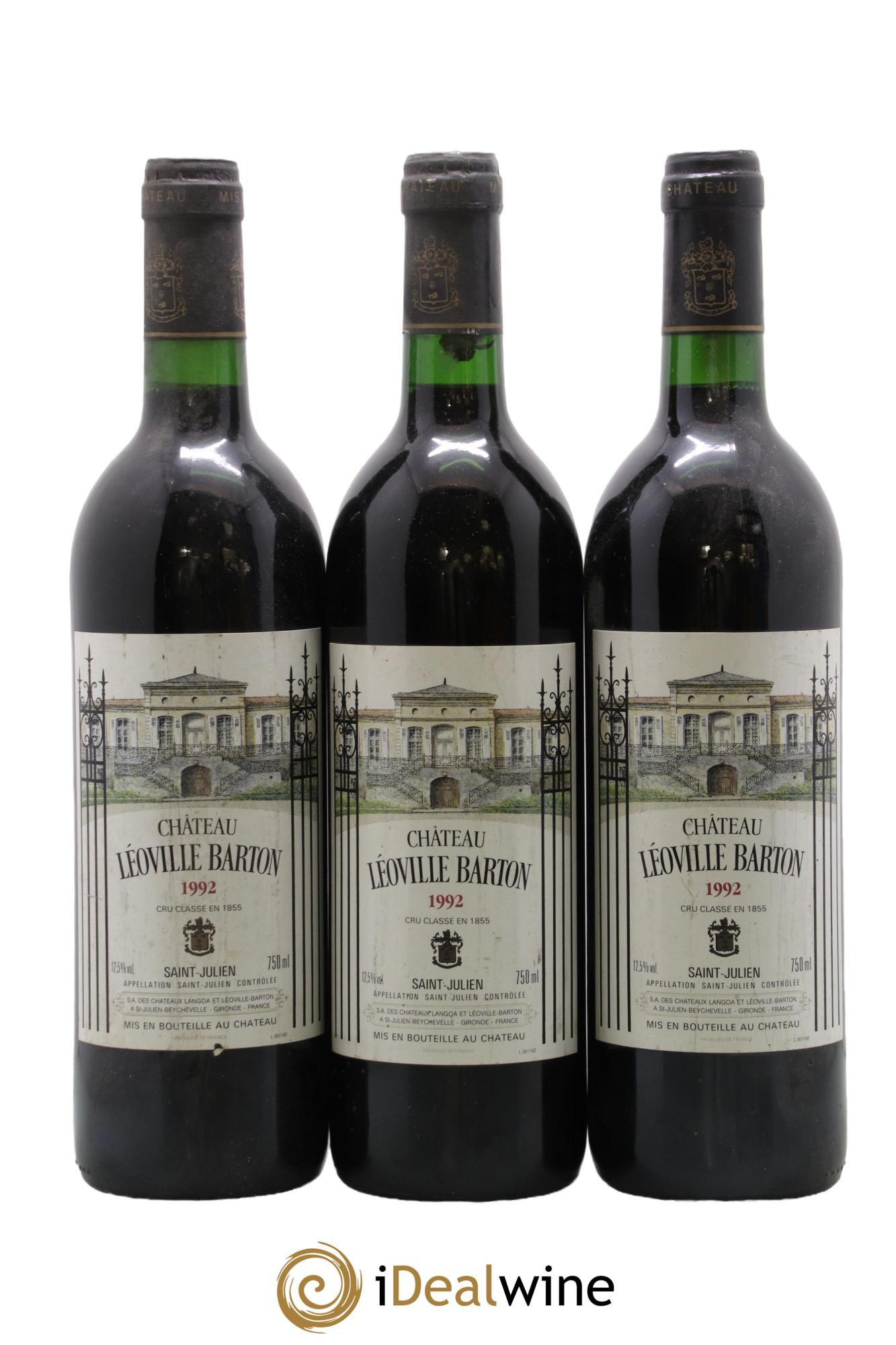 Château Léoville Barton 2ème Grand Cru Classé 1992 - Lot de 3 bouteilles - 0