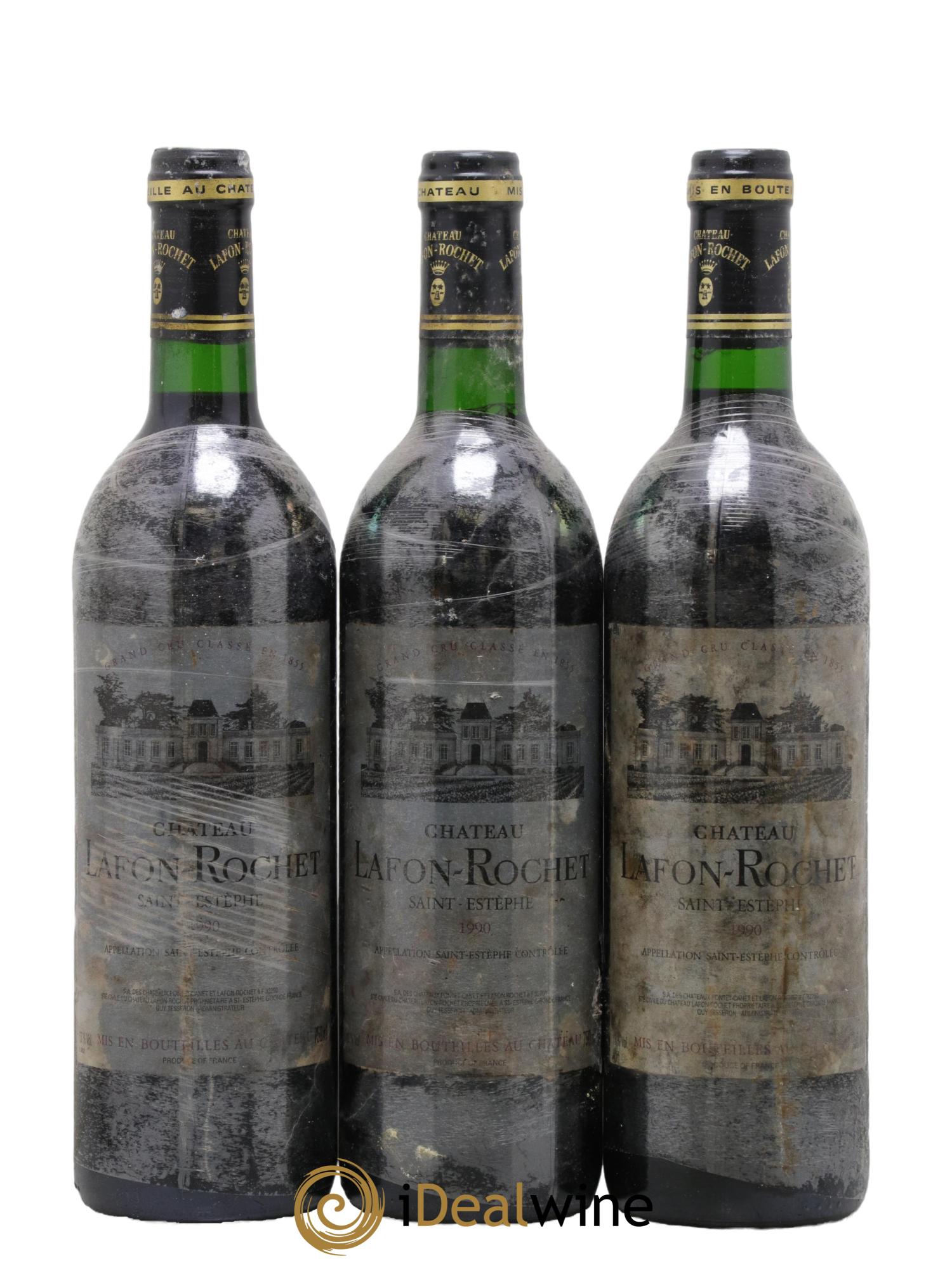 Château Lafon Rochet 4ème Grand Cru Classé 1990 - Lotto di 3 bottiglie - 0