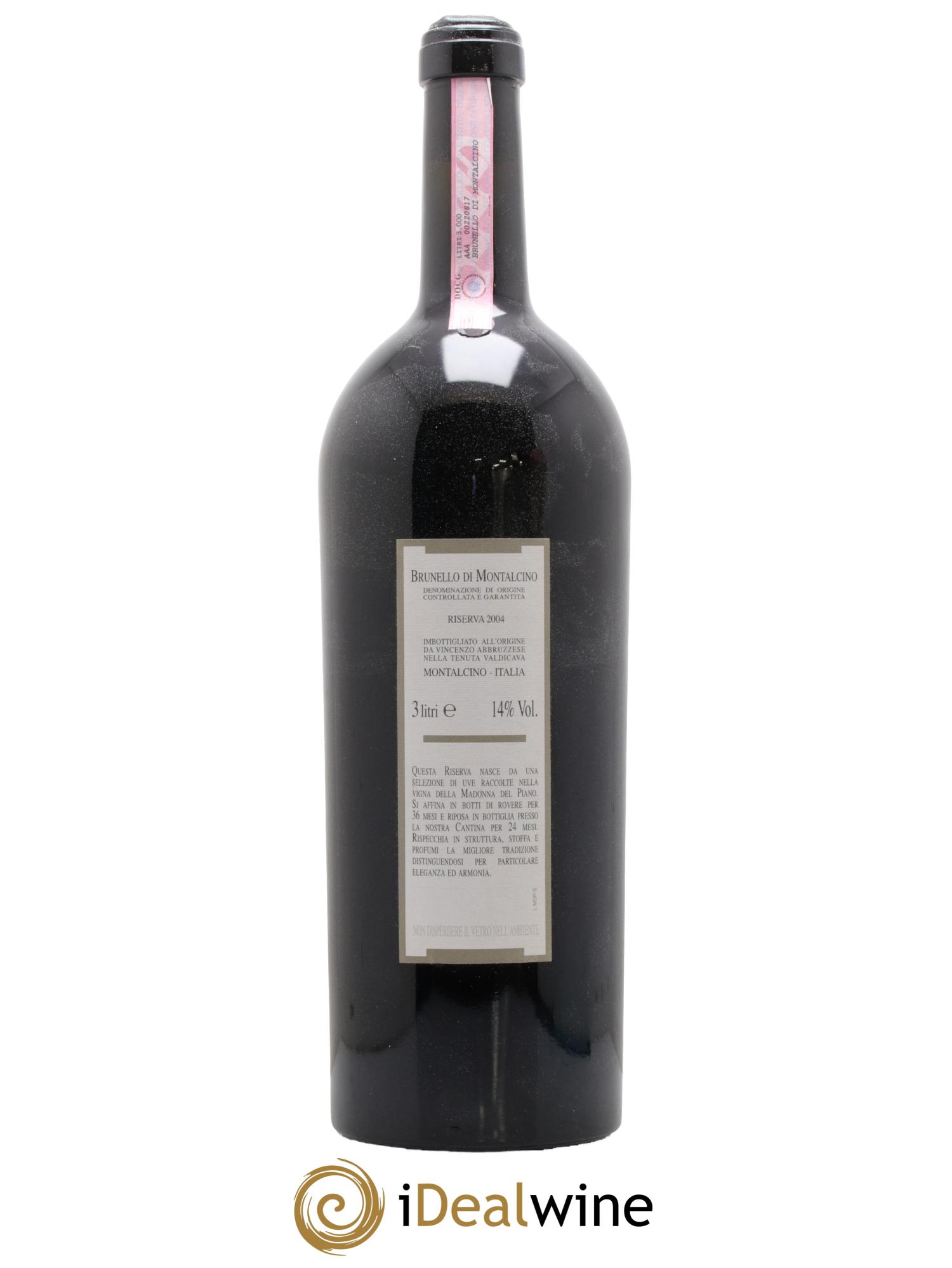 Brunello di Montalcino DOCG Riserva Madonna del Piano Tenuta Valdicava - Vincenzo Abbruzzese 2004 - Lotto di 1 jéroboam - 1