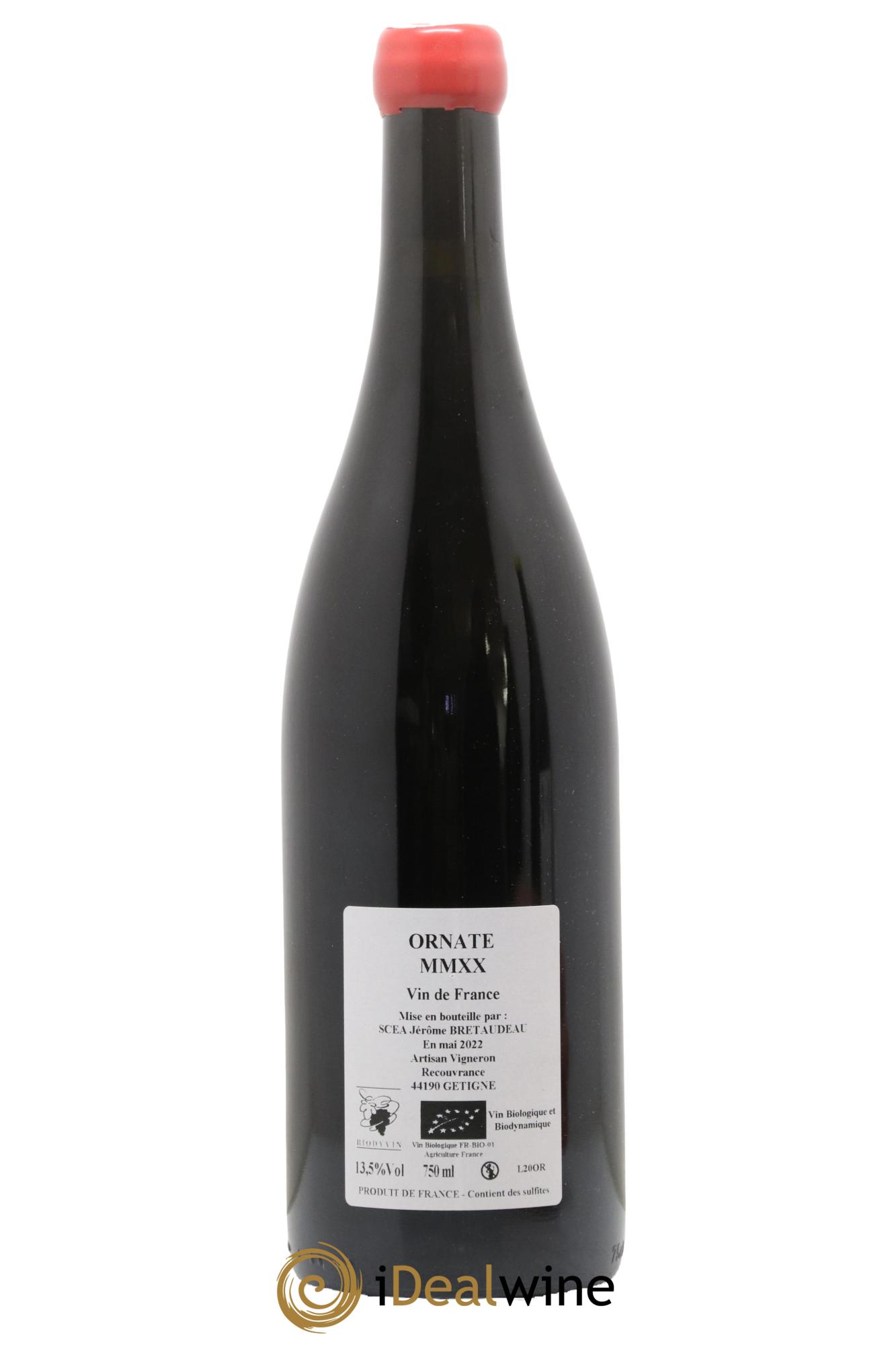 Vin de France Merlot Ornaté Jérôme Bretaudeau - Domaine de Bellevue 2020 - Lot de 1 bouteille - 1
