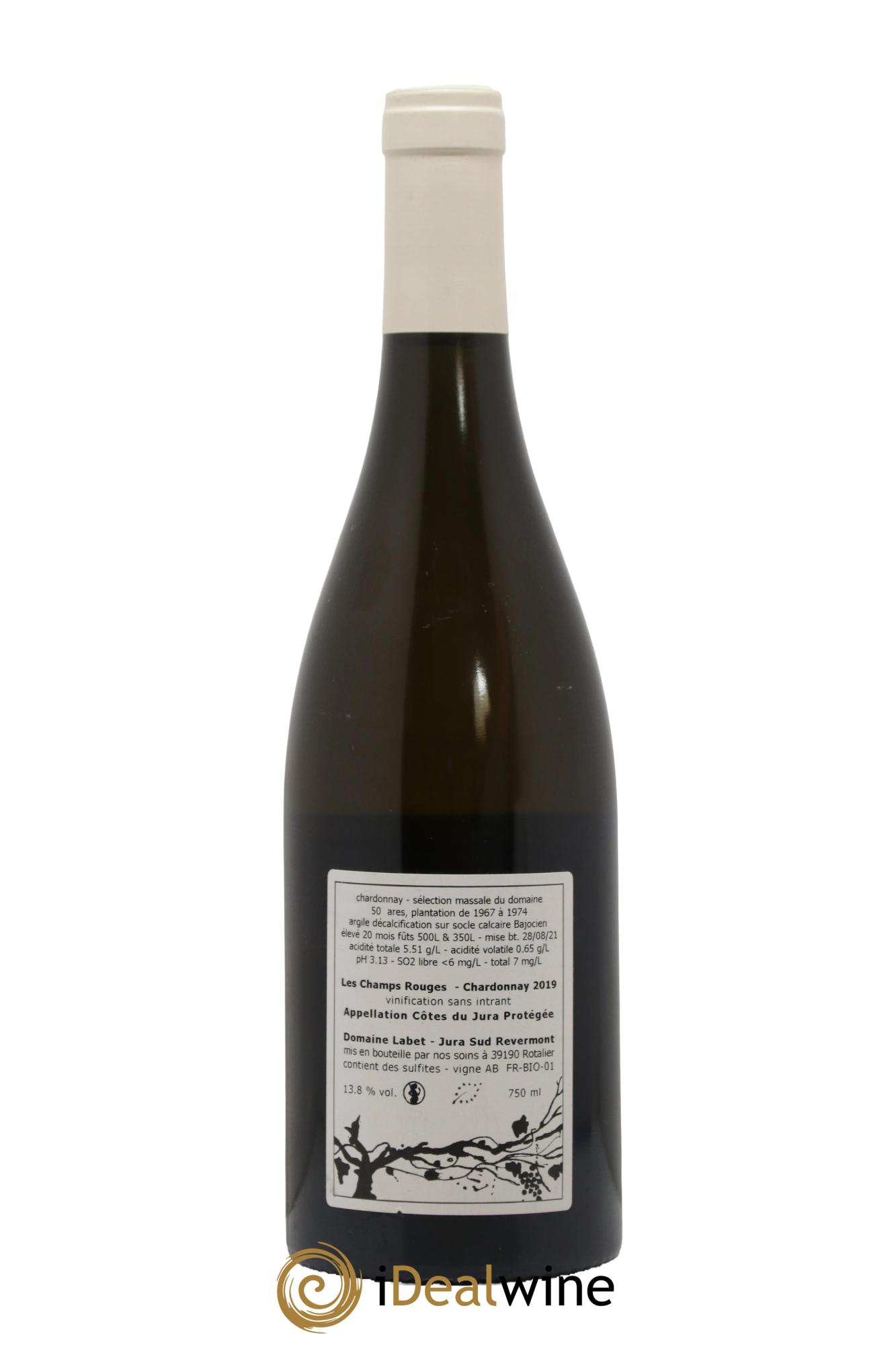 Côtes du Jura Chardonnay Les Champs Rouges Romain - Julien - Charline Labet 2019 - Lot de 1 bouteille - 1