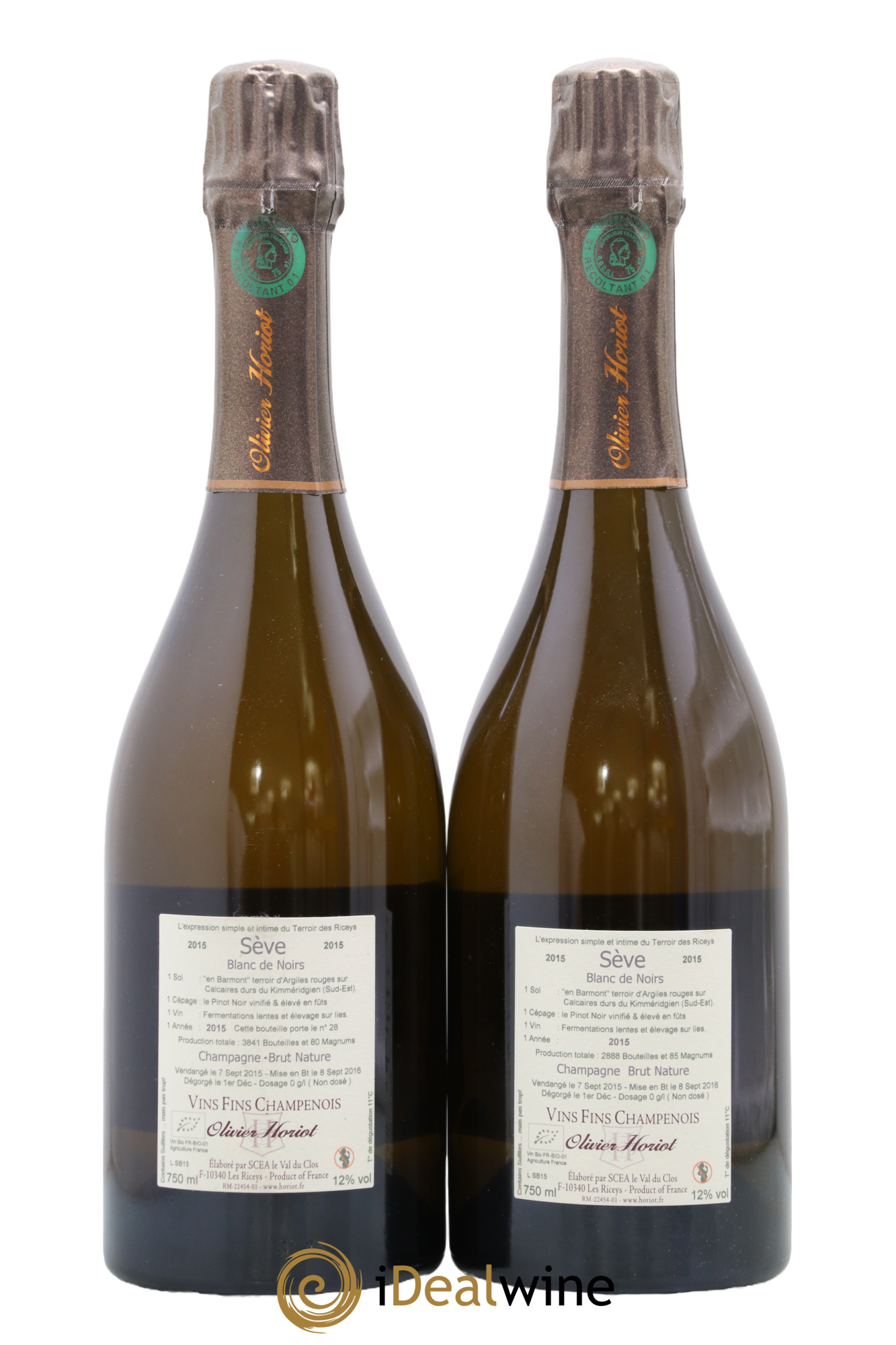Blanc de Noirs Sève Brut Nature Olivier Horiot 2015 - Lot of 2 bottles - 1
