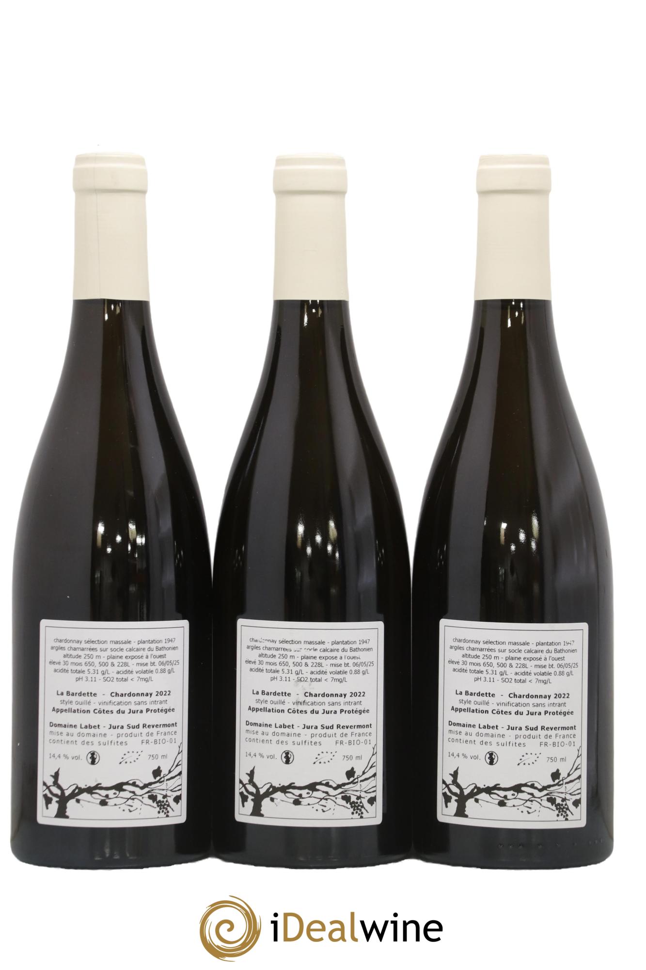 Côtes du Jura Chardonnay La Bardette Romain - Julien  - Charline Labet 2022 - Lotto di 3 bottiglie - 1