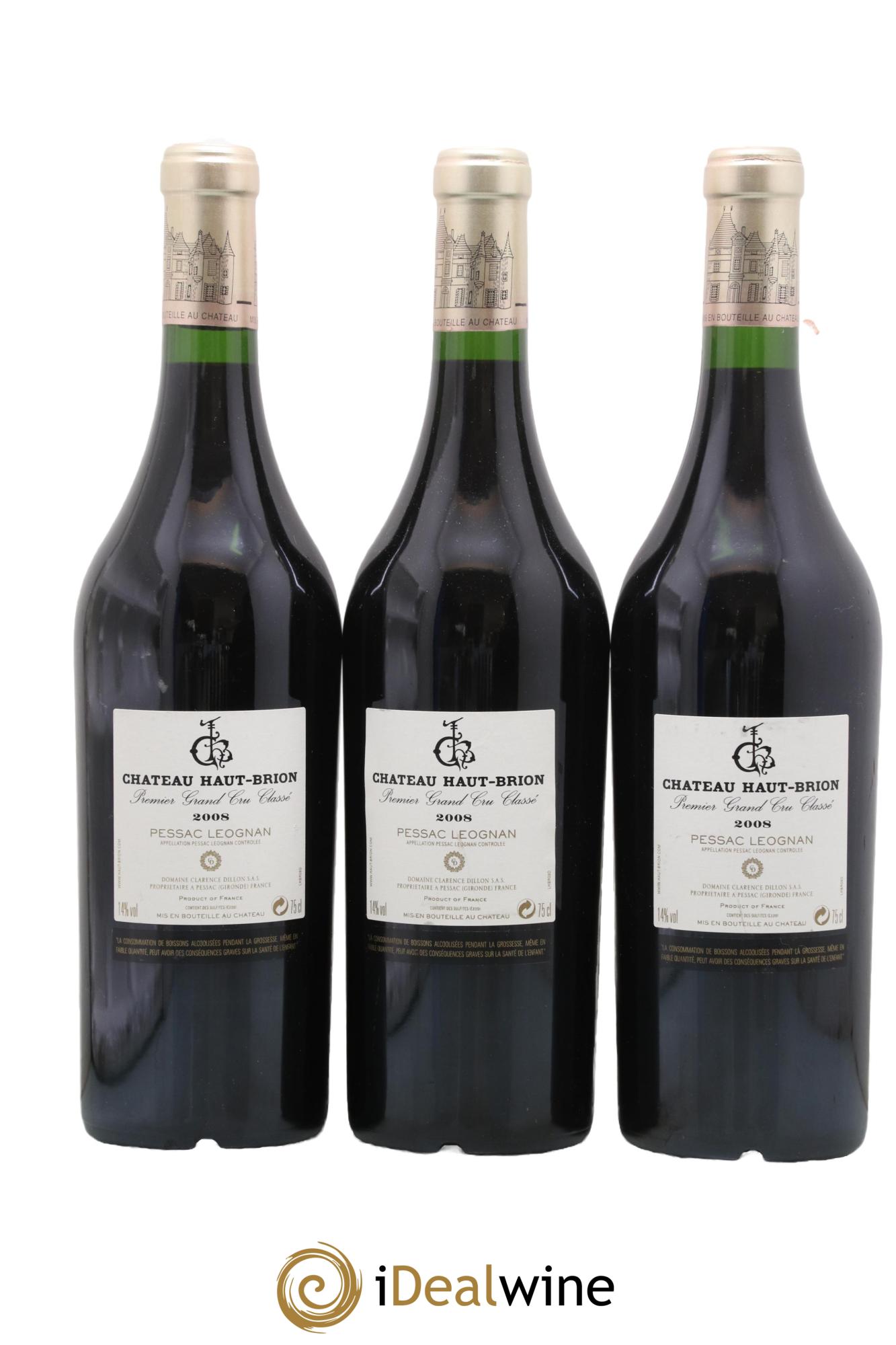 Château Haut Brion 1er Grand Cru Classé 2008 - Lotto di 3 bottiglie - 1
