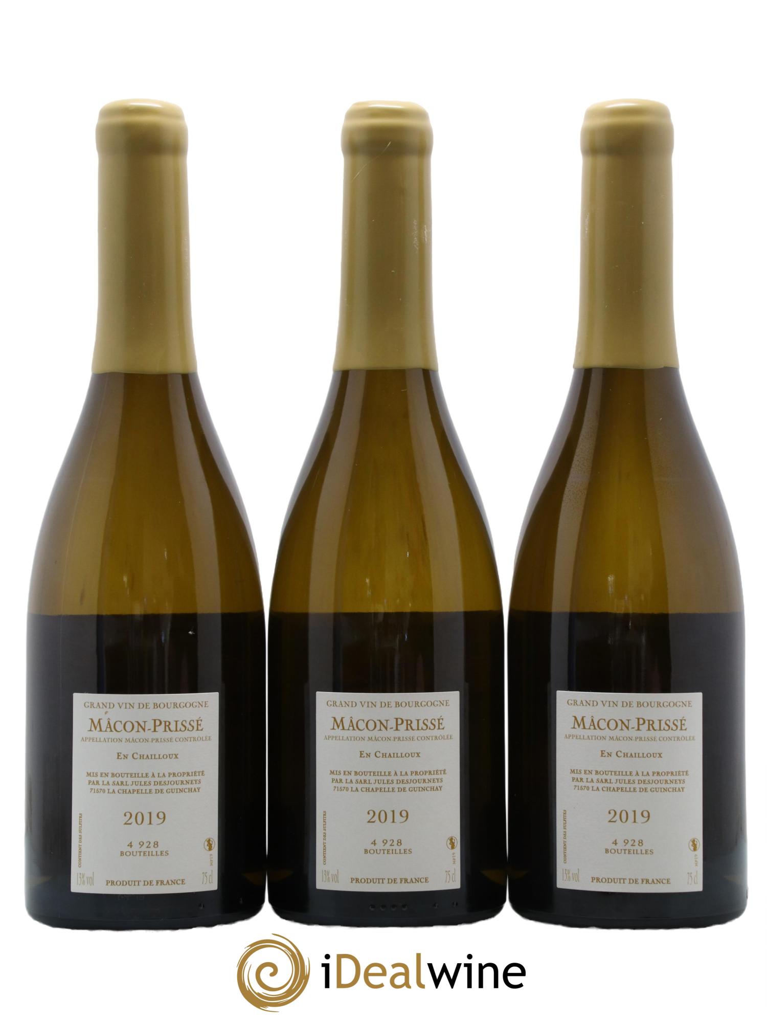 Mâcon Macon Prisse En Chailloux Domaine Jules Desjourneys 2019 - Lot de 3 bouteilles - 1