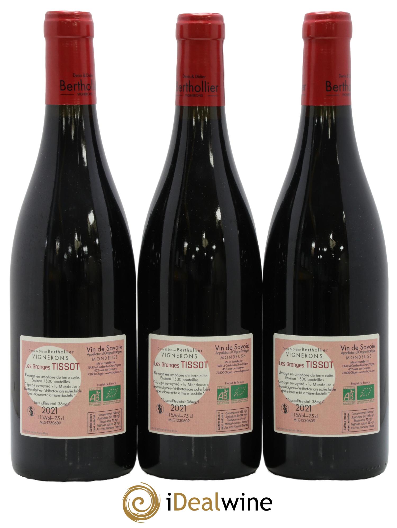 Vin de Savoie Mondeuse Les Granges Tissot  Denis & Didier Bertholier 2021 - Lot of 3 bottles - 1