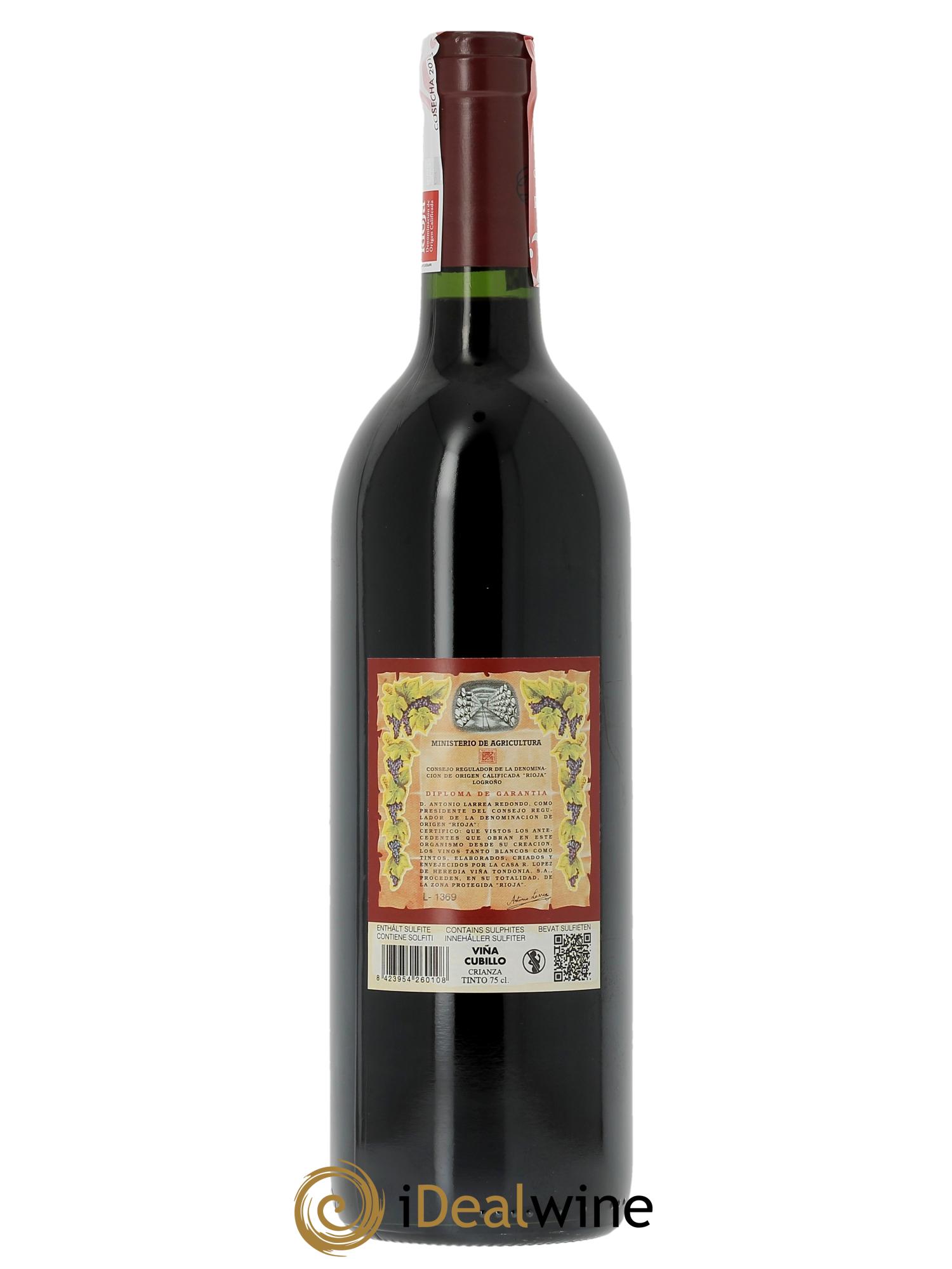 Rioja DOC Viña Cubillo Crianza Vina Tondonia R. Lopez de Heredia  2017 - Lot of 1 bottle - 1