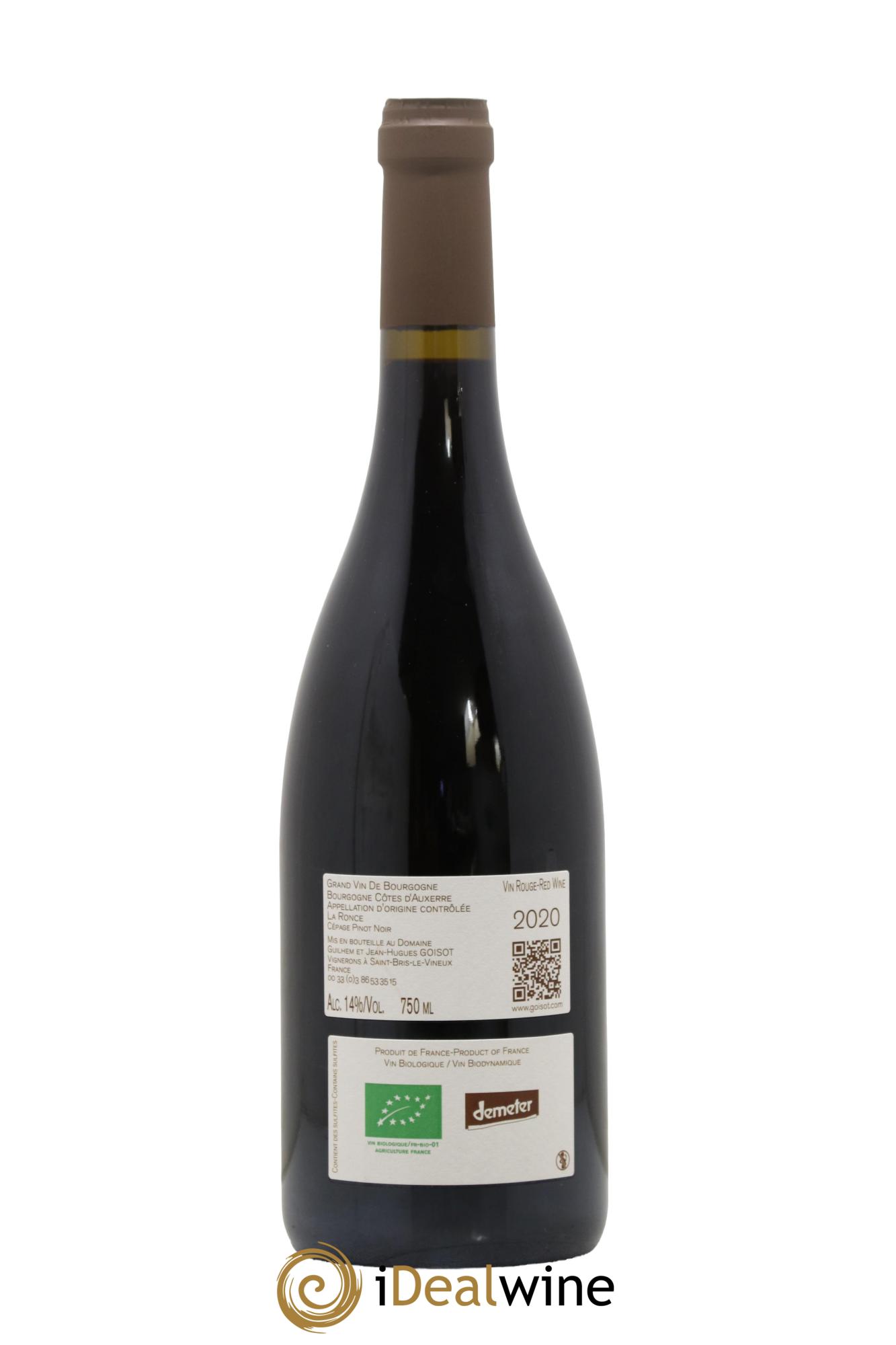 Bourgogne Côtes d'Auxerre La Ronce Goisot  2020 - Lotto di 1 bottiglia - 1