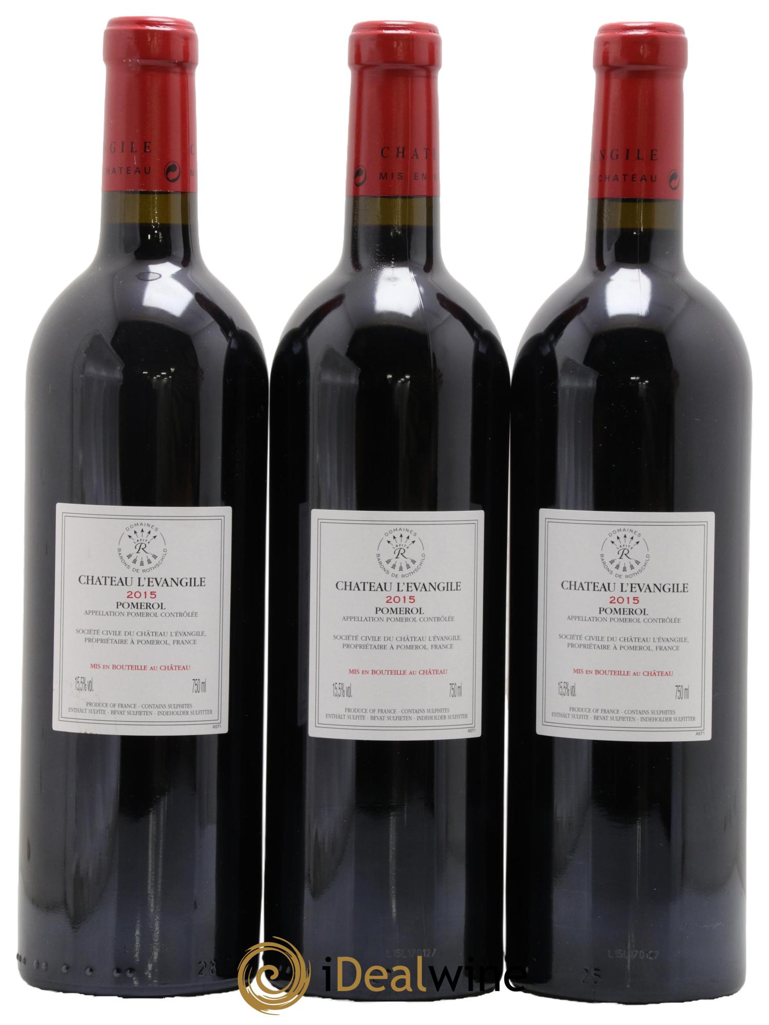 Château l' Évangile  2015 - Lotto di 3 bottiglie - 1