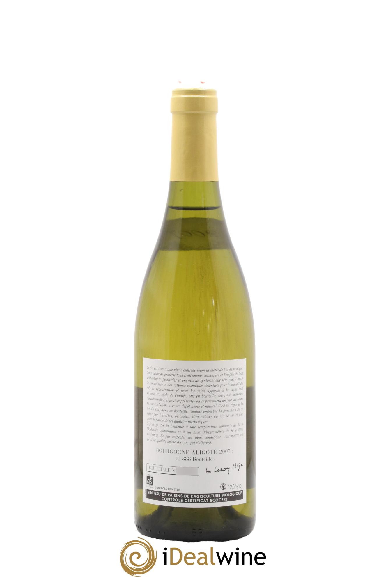 Bourgogne Aligoté Leroy (Domaine)  2007 - Lot de 1 bouteille - 1