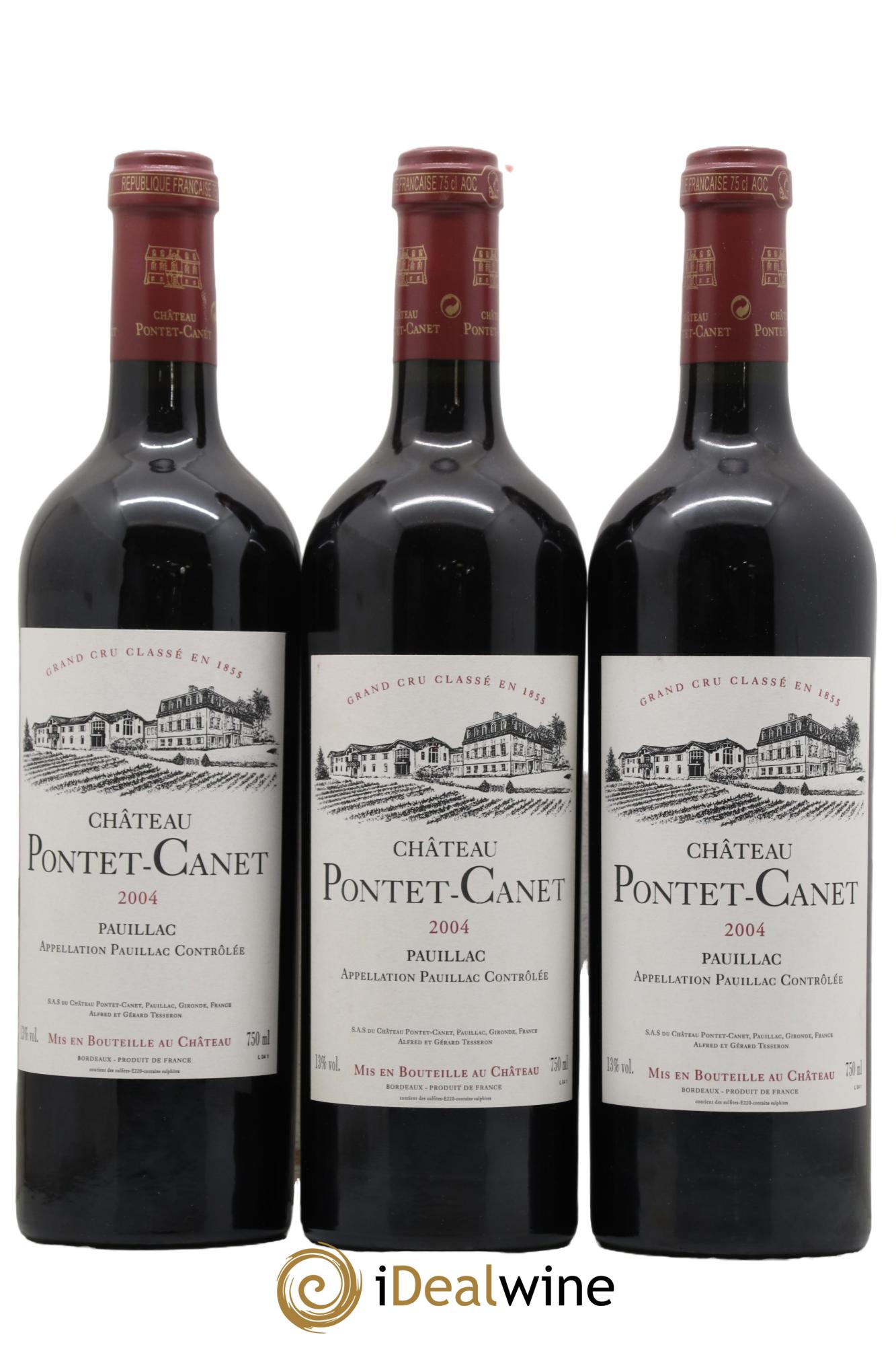 Château Pontet Canet 5ème Grand Cru Classé 2004 - Lot de 3 bouteilles - 0