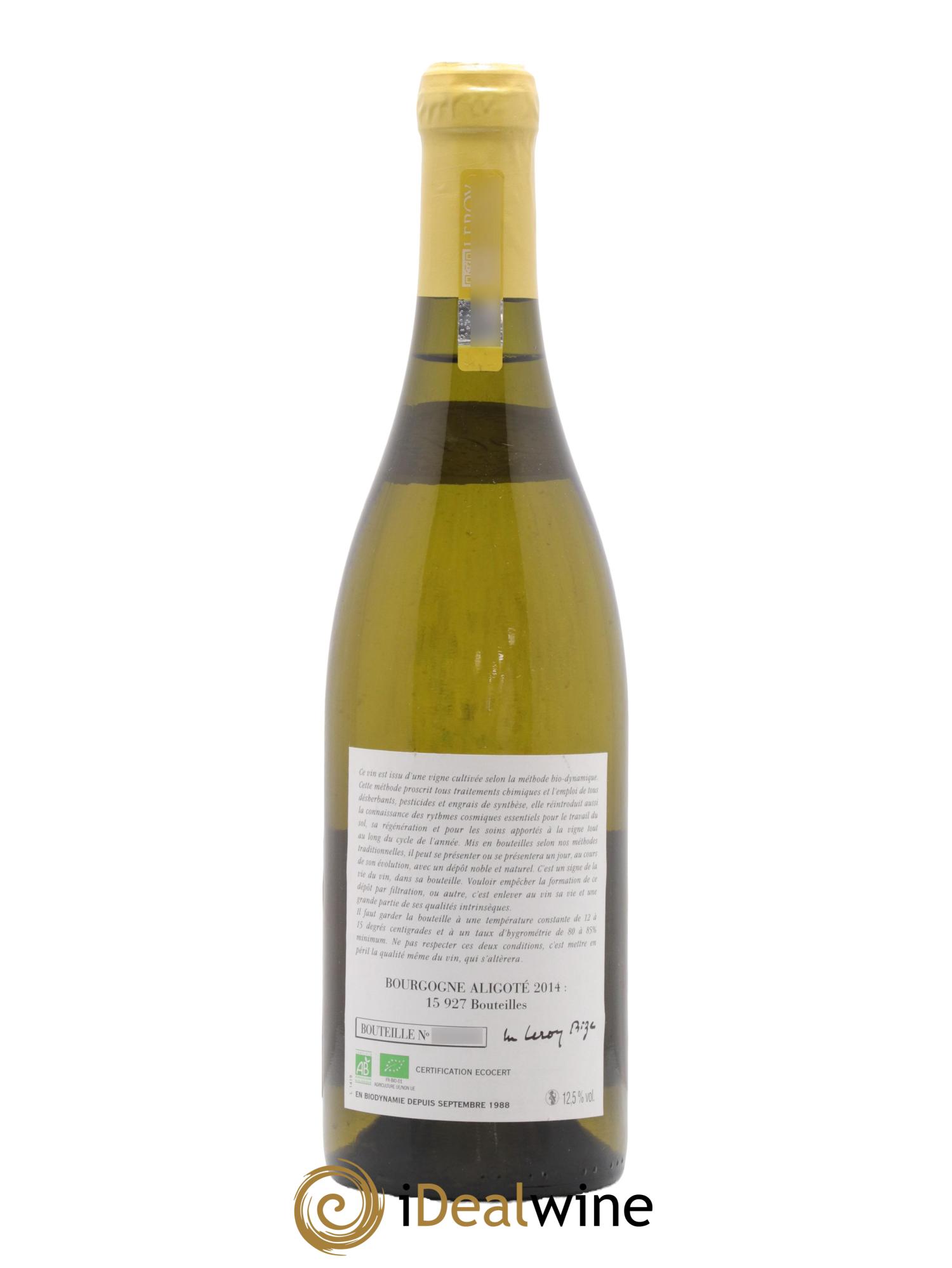 Bourgogne Aligoté Leroy SA 2014 - Lot de 1 bouteille - 1