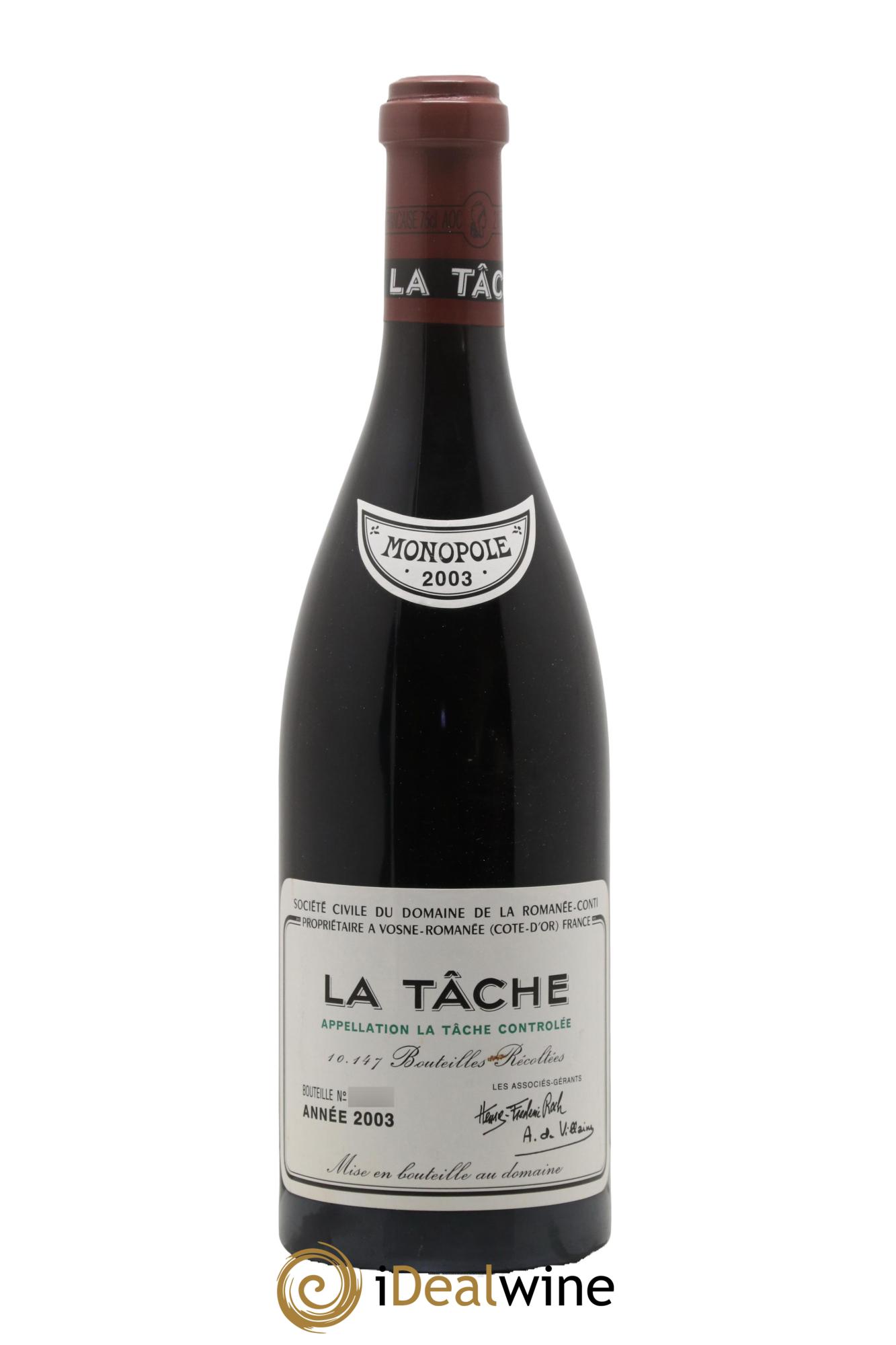 La Tâche Grand Cru Domaine de la Romanée-Conti 2003 - Lot de 1 bouteille - 0