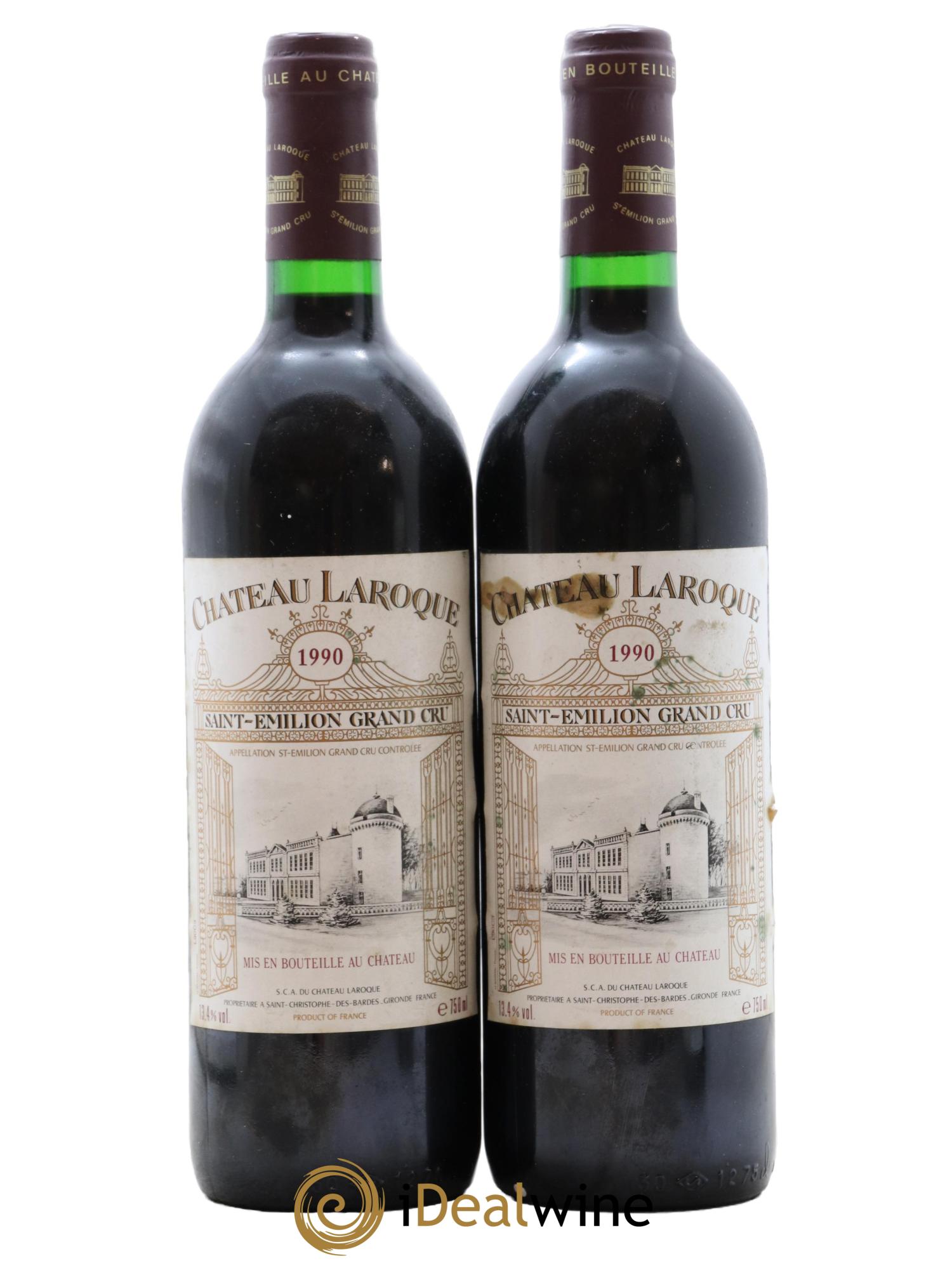 Château Laroque Grand Cru Classé 1990 - Lot de 2 bouteilles - 0