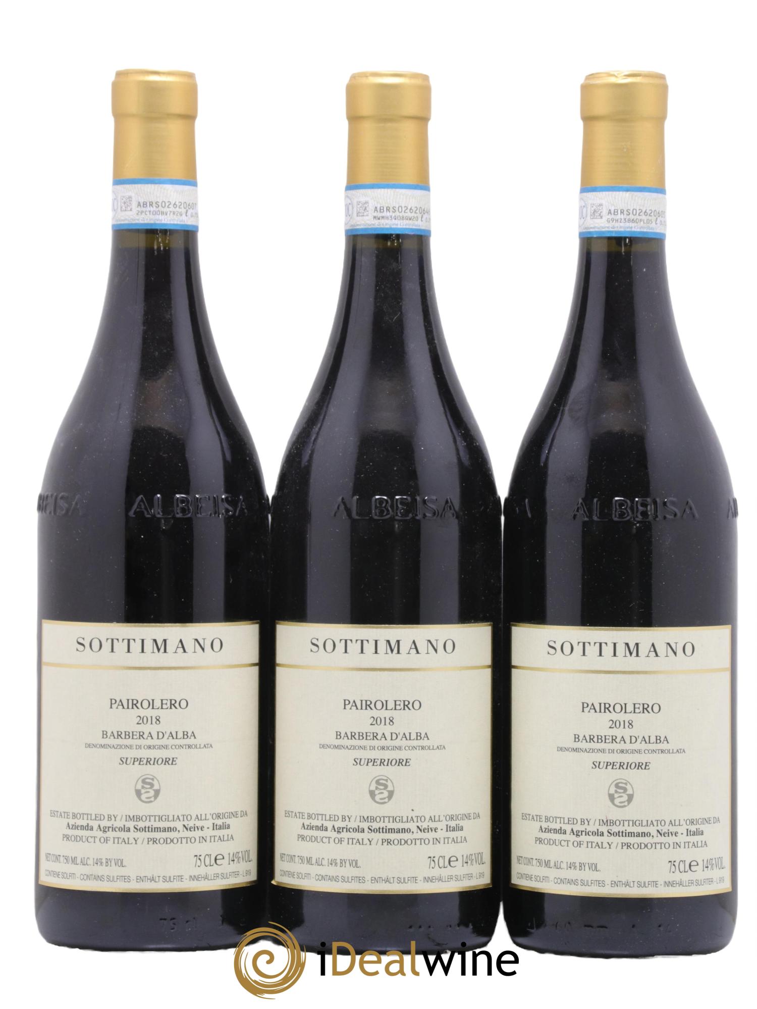 Barbera d'Alba Pairolero Sottimano 2018 - Lot de 6 bouteilles - 1