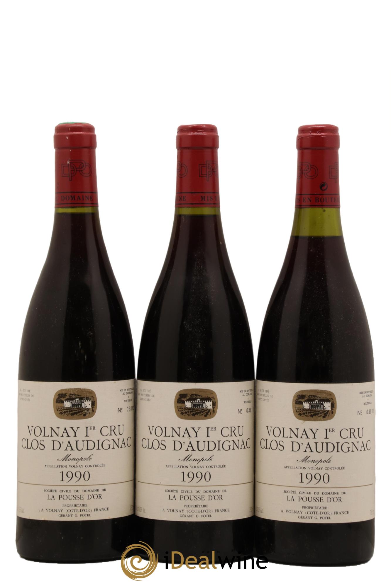 Volnay 1er Cru Clos d'Audignac La Pousse d'Or (Domaine de) 1990 - Lot de 3 bouteilles - 0