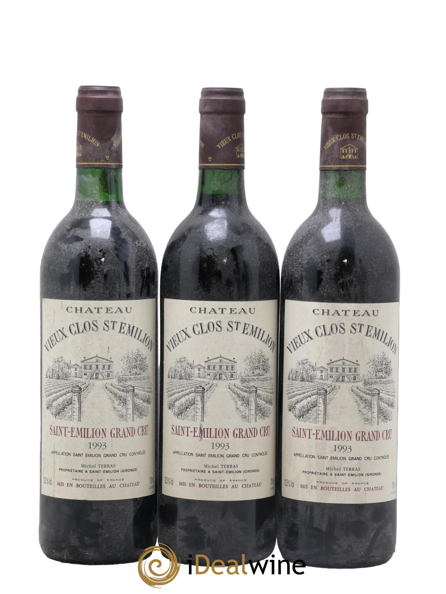 Saint-Émilion Grand Cru Château Vieux Clos St Emilion 1993 - Lotto di 3 bottiglie - 0