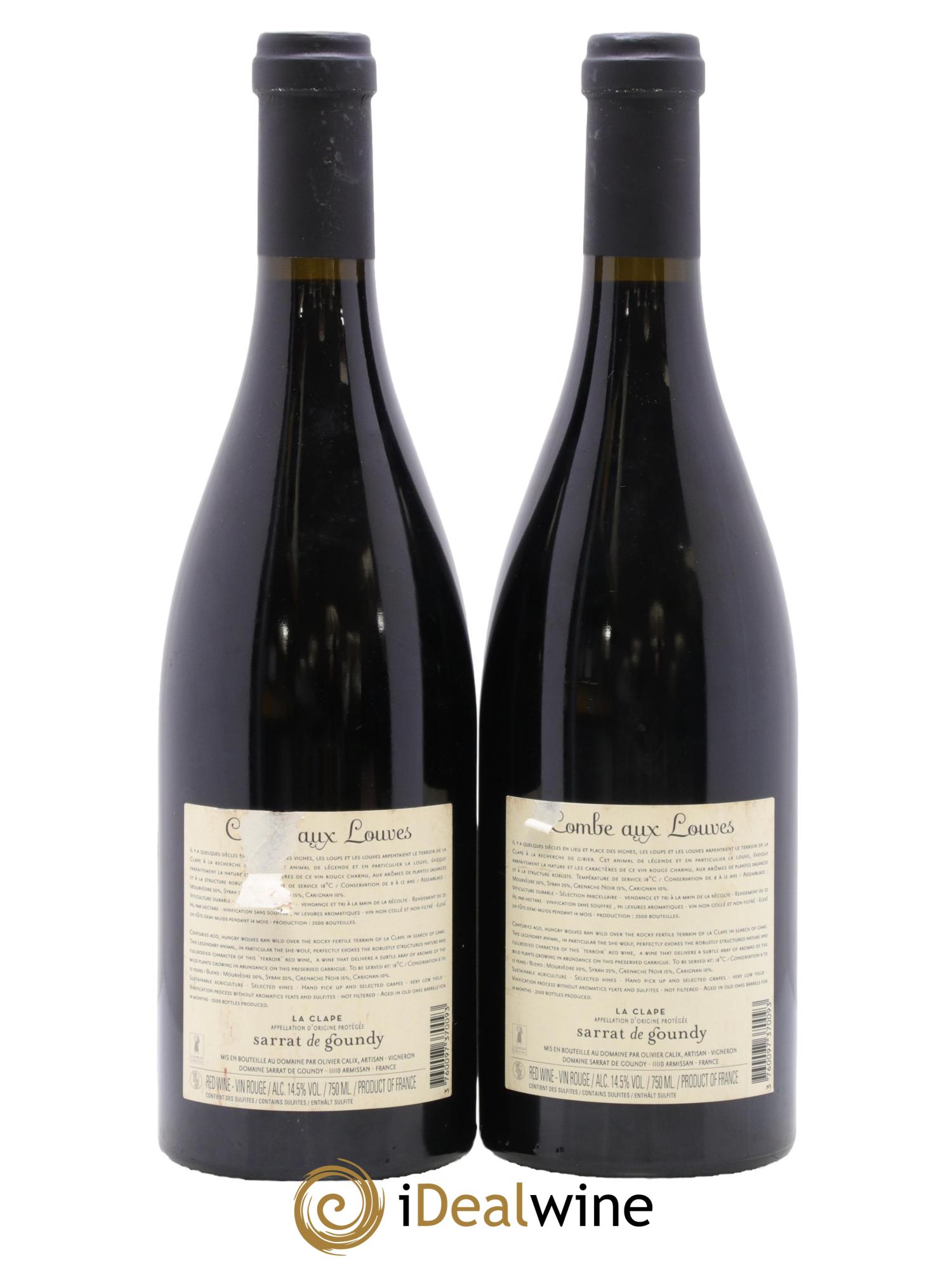 Languedoc Combes Aux Louves Grande Réserve La Clape Sarrat De Goundy 2018 - Posten von 2 Flaschen - 1