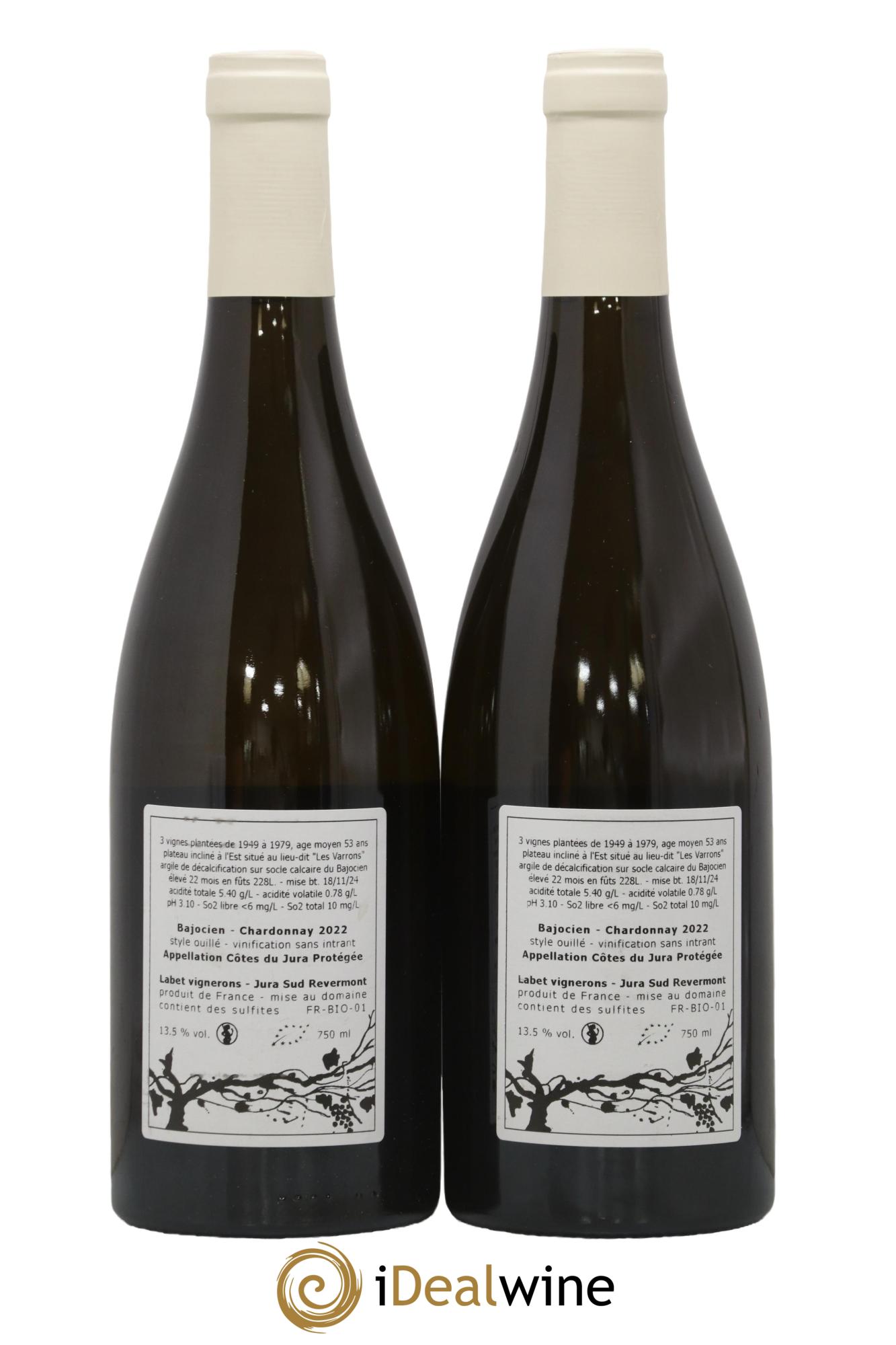 Côtes du Jura Chardonnay Bajocien Romain - Julien - Charline Labet 2022 - Lot de 2 bouteilles - 1