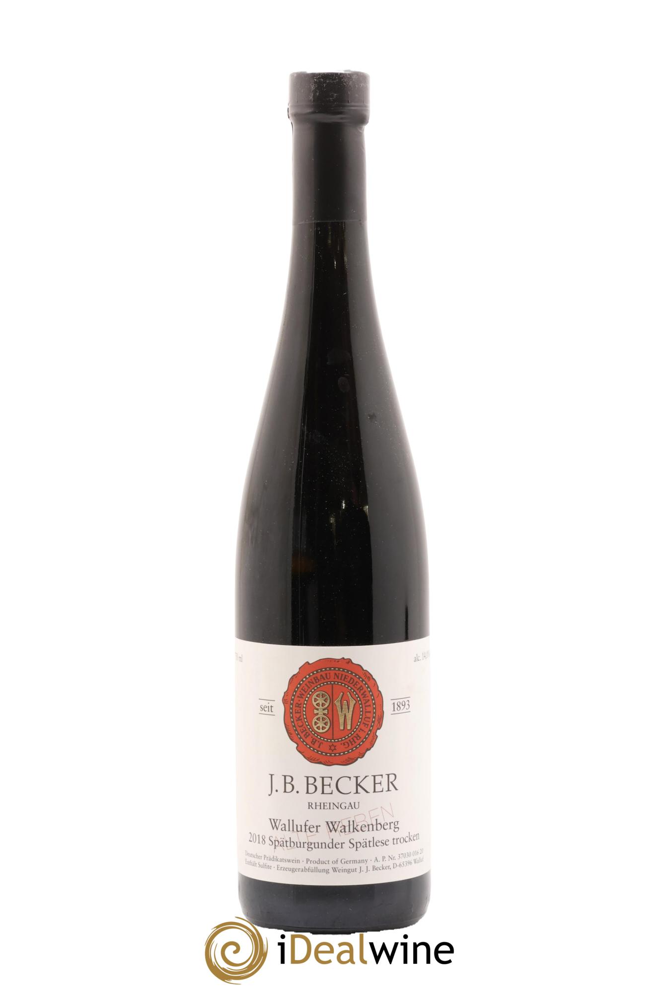 Allemagne Rheingau Wallufer Walkenberg Spätburgunder Spätlese Trocken Rot J.B. Becker 2018 - Lot of 1 bottle - 0