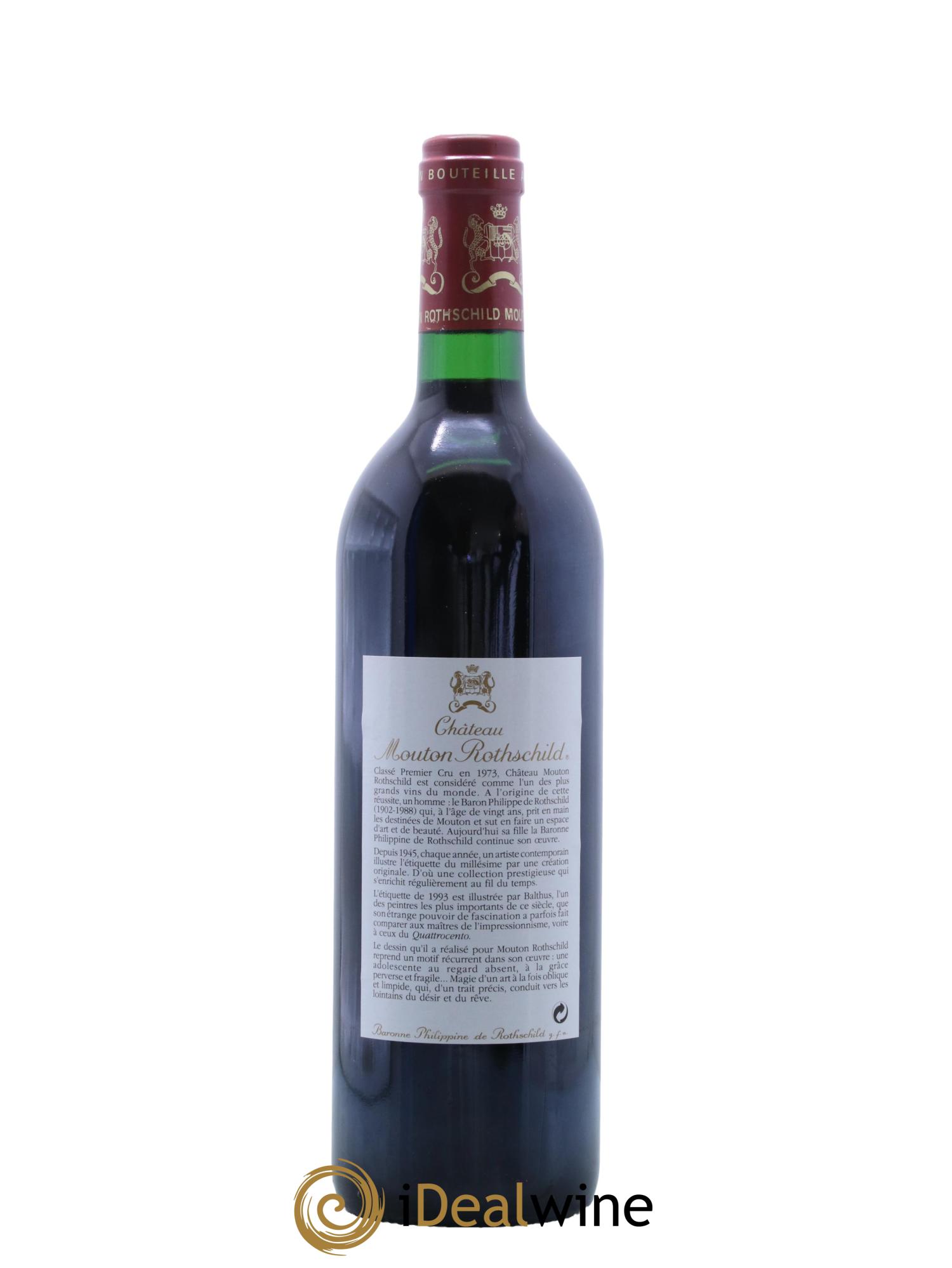 Château Mouton Rothschild 1er Grand Cru Classé 1993 - Lot de 1 bouteille - 1