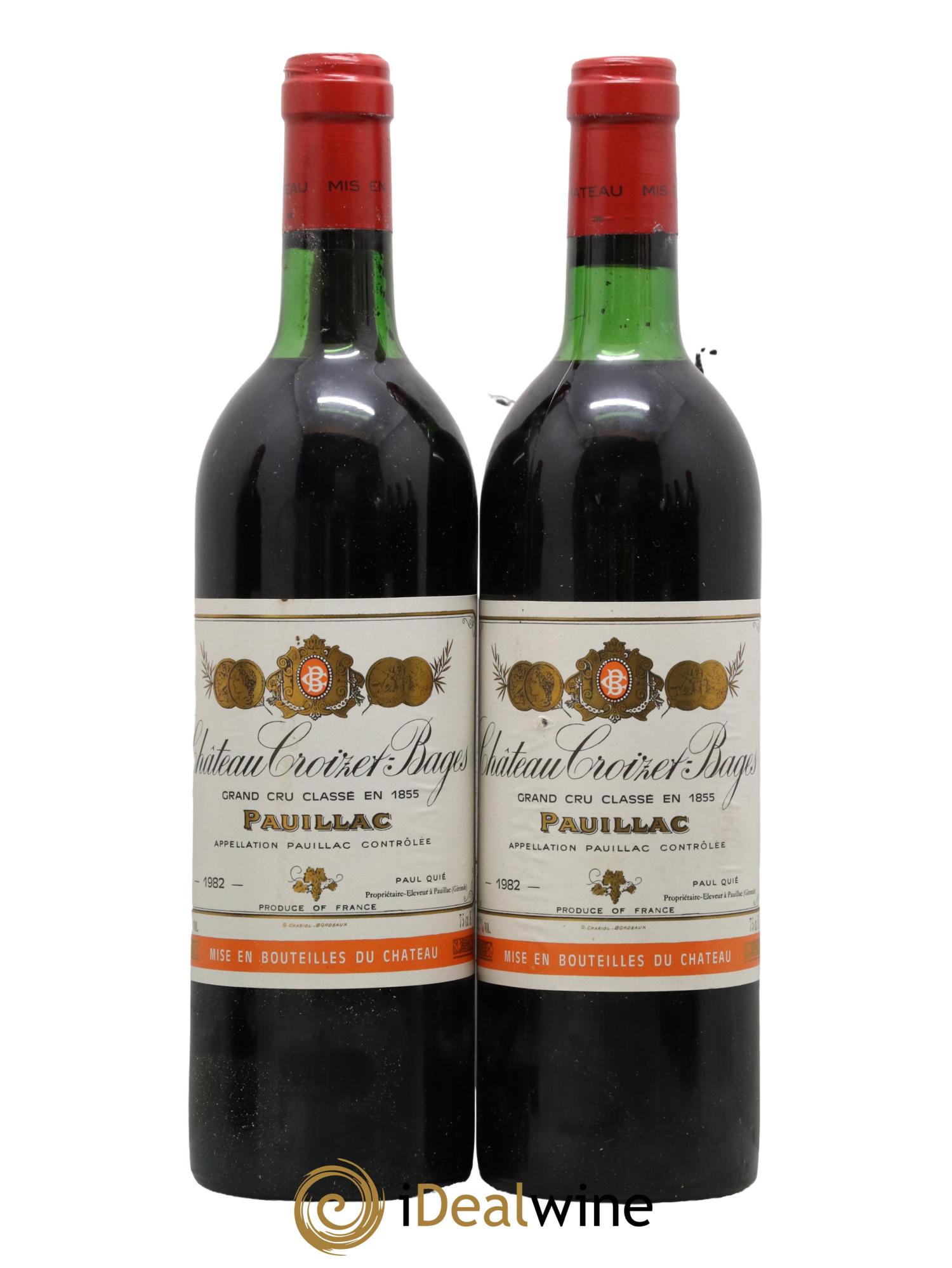 Château Croizet Bages 5ème Grand Cru Classé 1982 - Lot de 2 bouteilles - 0