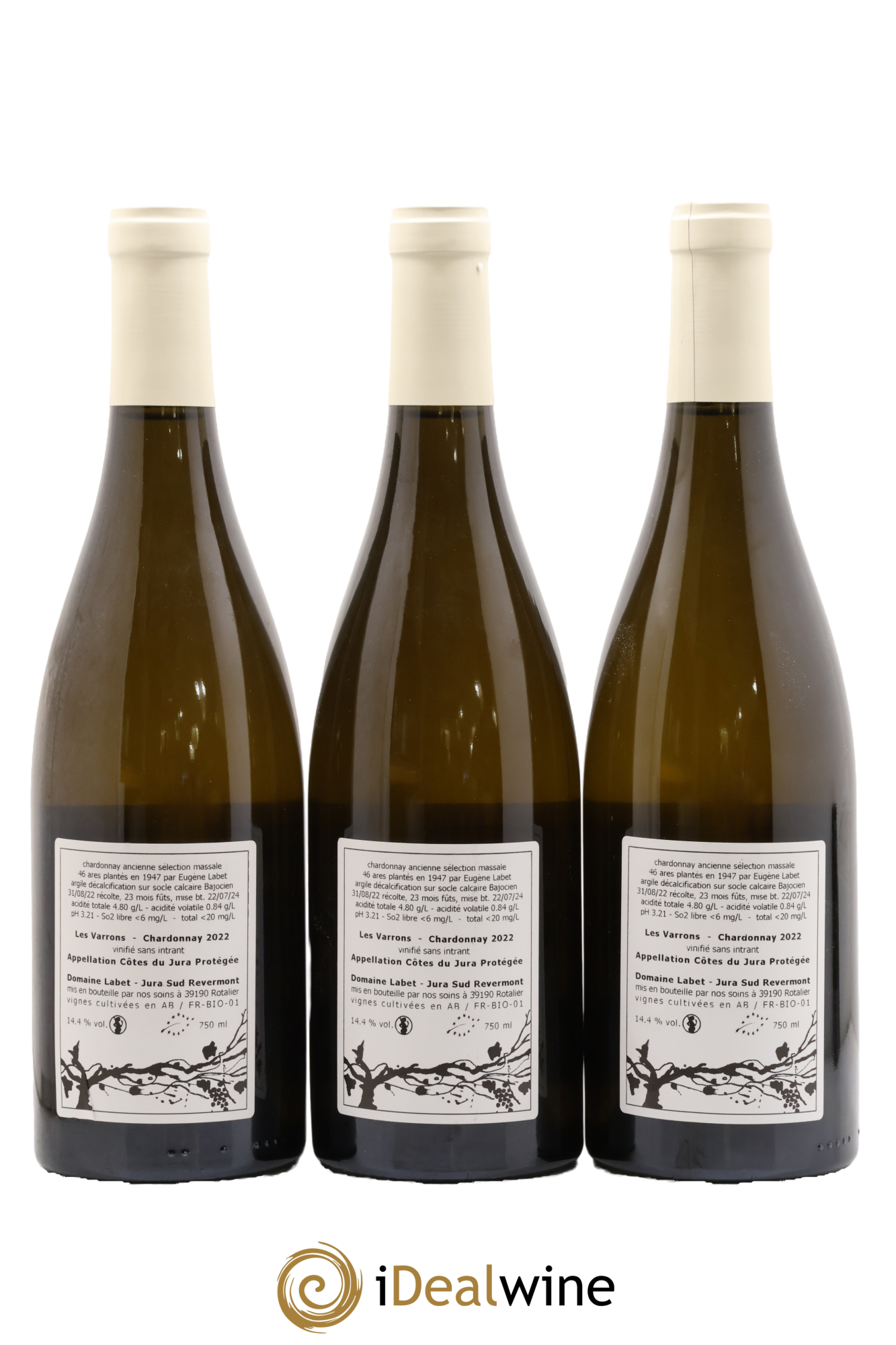 Côtes du Jura Chardonnay Les Varrons Romain - Julien - Charline Labet 2022 - Lot of 3 bottles - 1