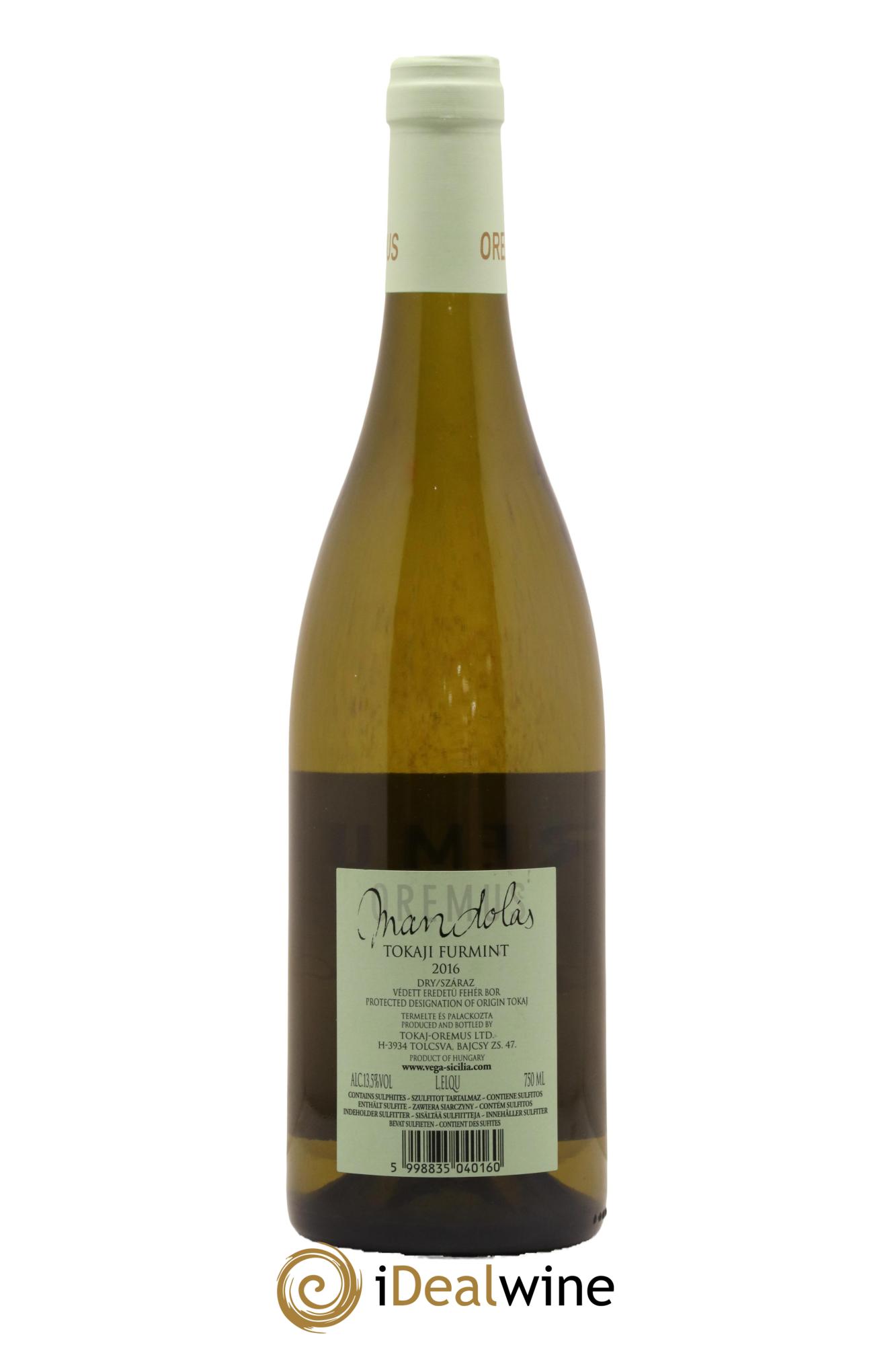 Vins Etrangers Furmint Dry Tokaj Oremus Mandolas 2016 - Lot de 1 bouteille - 1