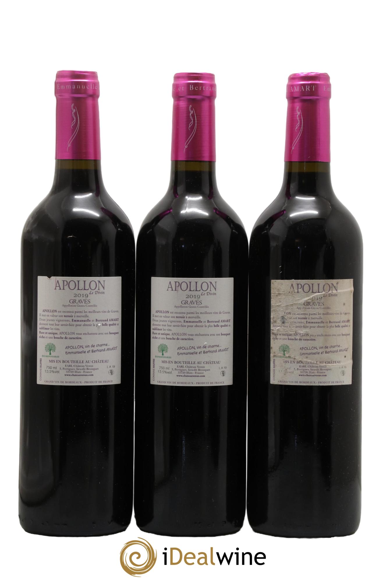 Graves Apollon Le Divin Château Vénus 2018 - Lot de 3 bouteilles - 1