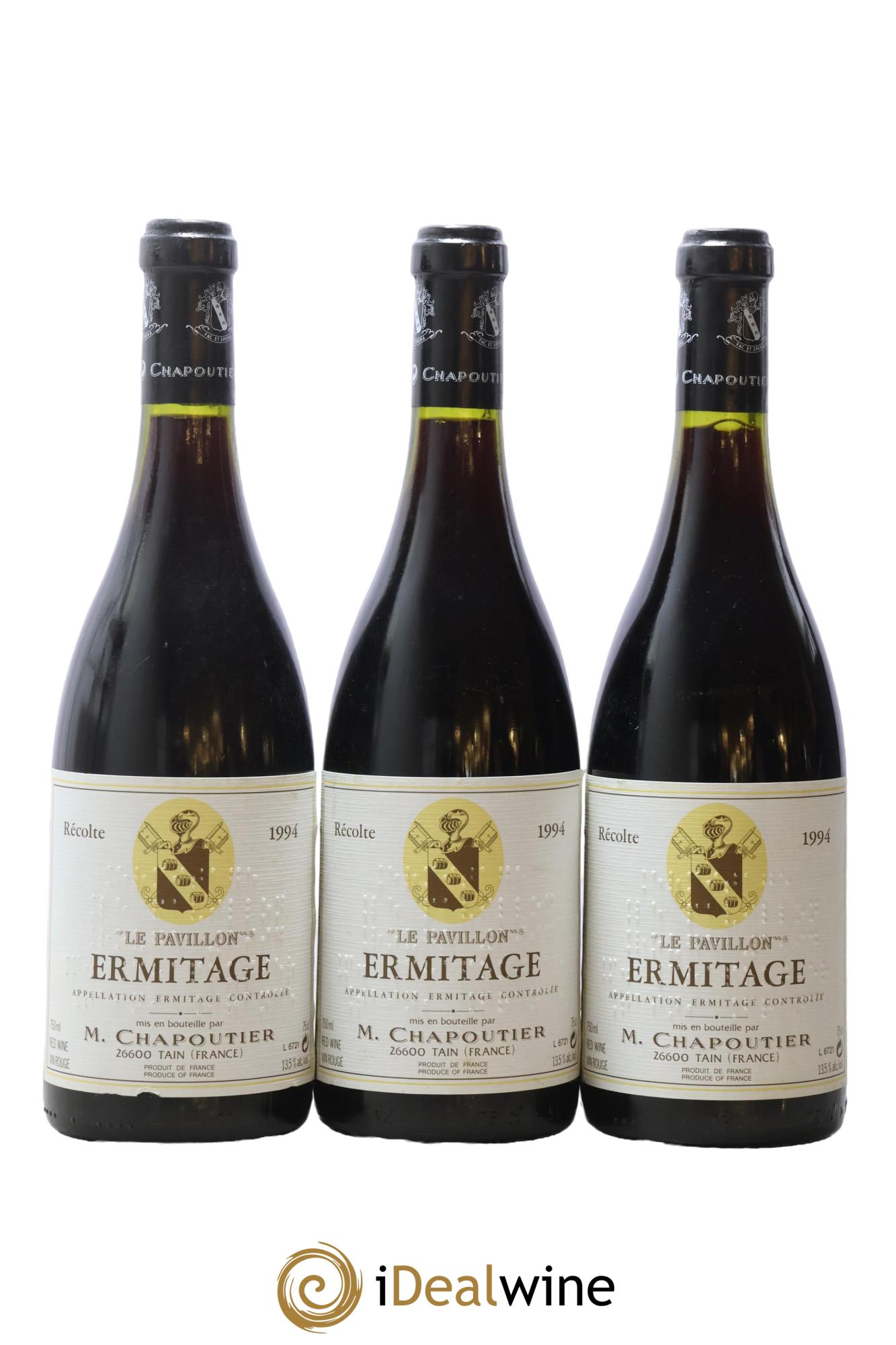 Hermitage Ermitage Le Pavillon Chapoutier 1994 - Lotto di 3 bottiglie - 0