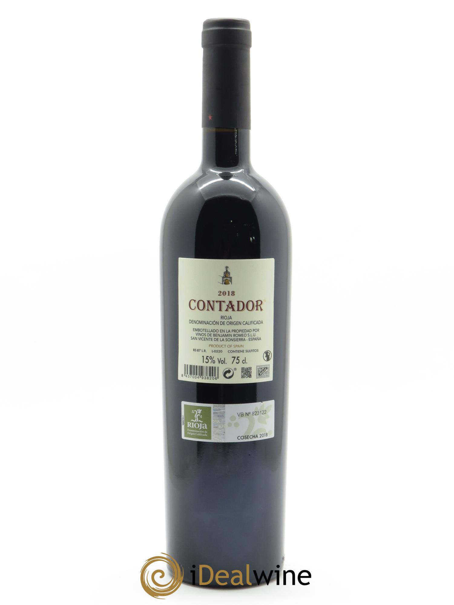 Rioja DOCa Bodega Contador DOCA Contador Benjamin Romeo 2018 - Lot de 1 bouteille - 1