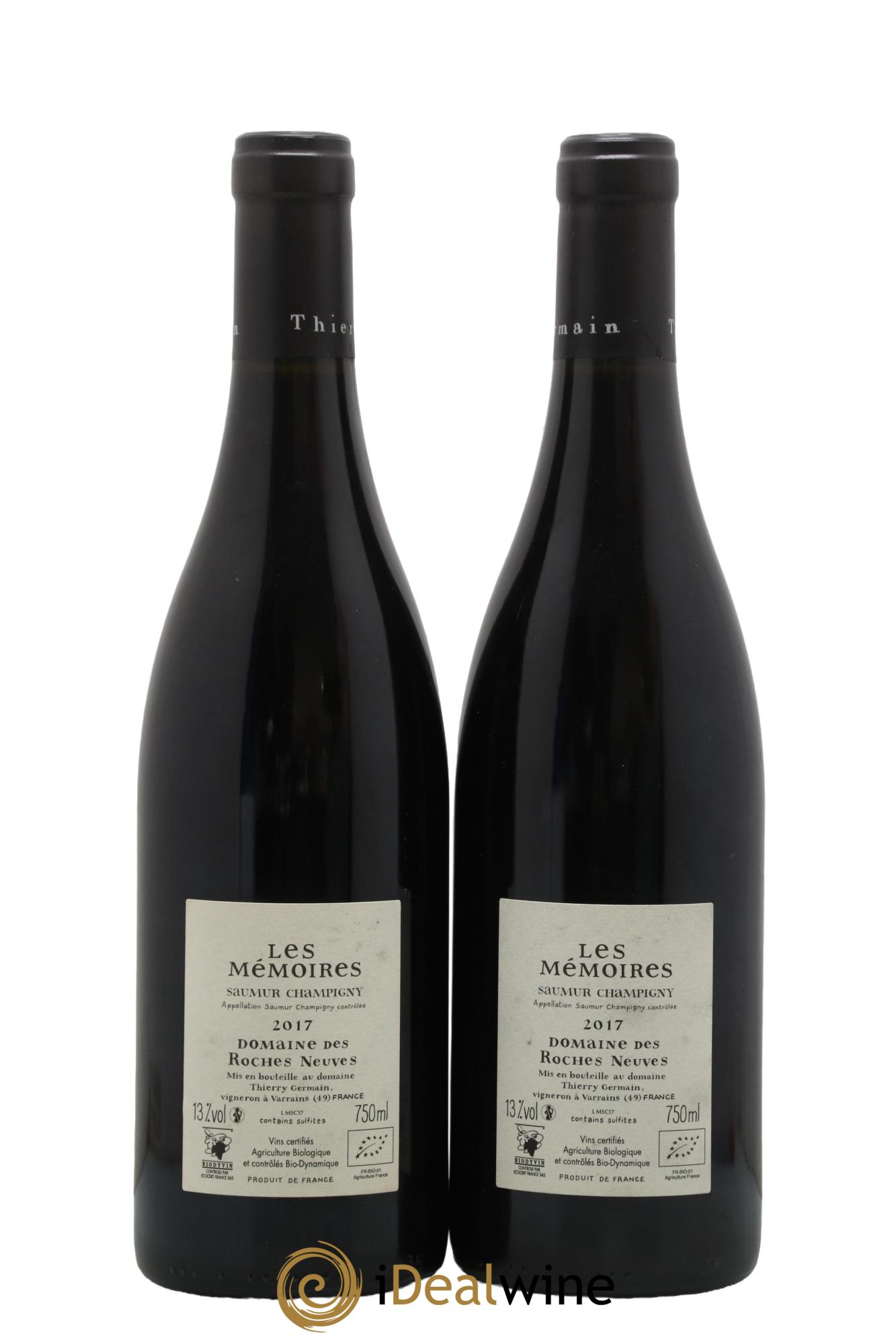 Saumur-Champigny Les Mémoires Domaine des Roches Neuves - Thierry Germain 2017 - Lot de 2 bouteilles - 1